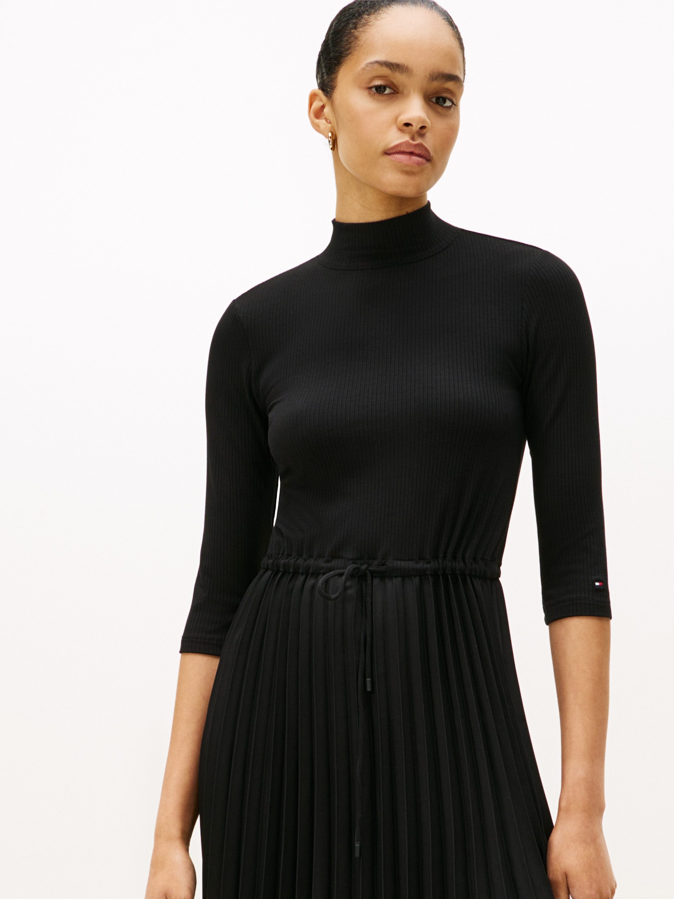 Tommy Hilfiger Jurk in a-lijn SLIM 5X2 RIB MIX MIDI DRS