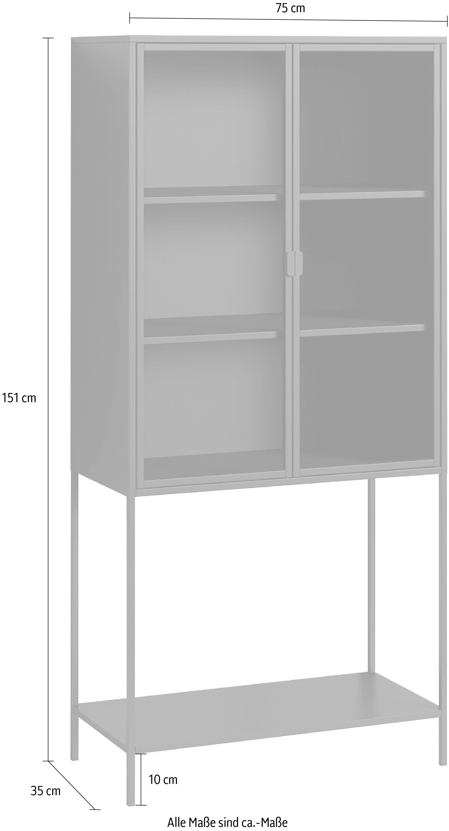 Homexperts Vitrinekast Classic designachtige hoge ladekast met glasdeuren