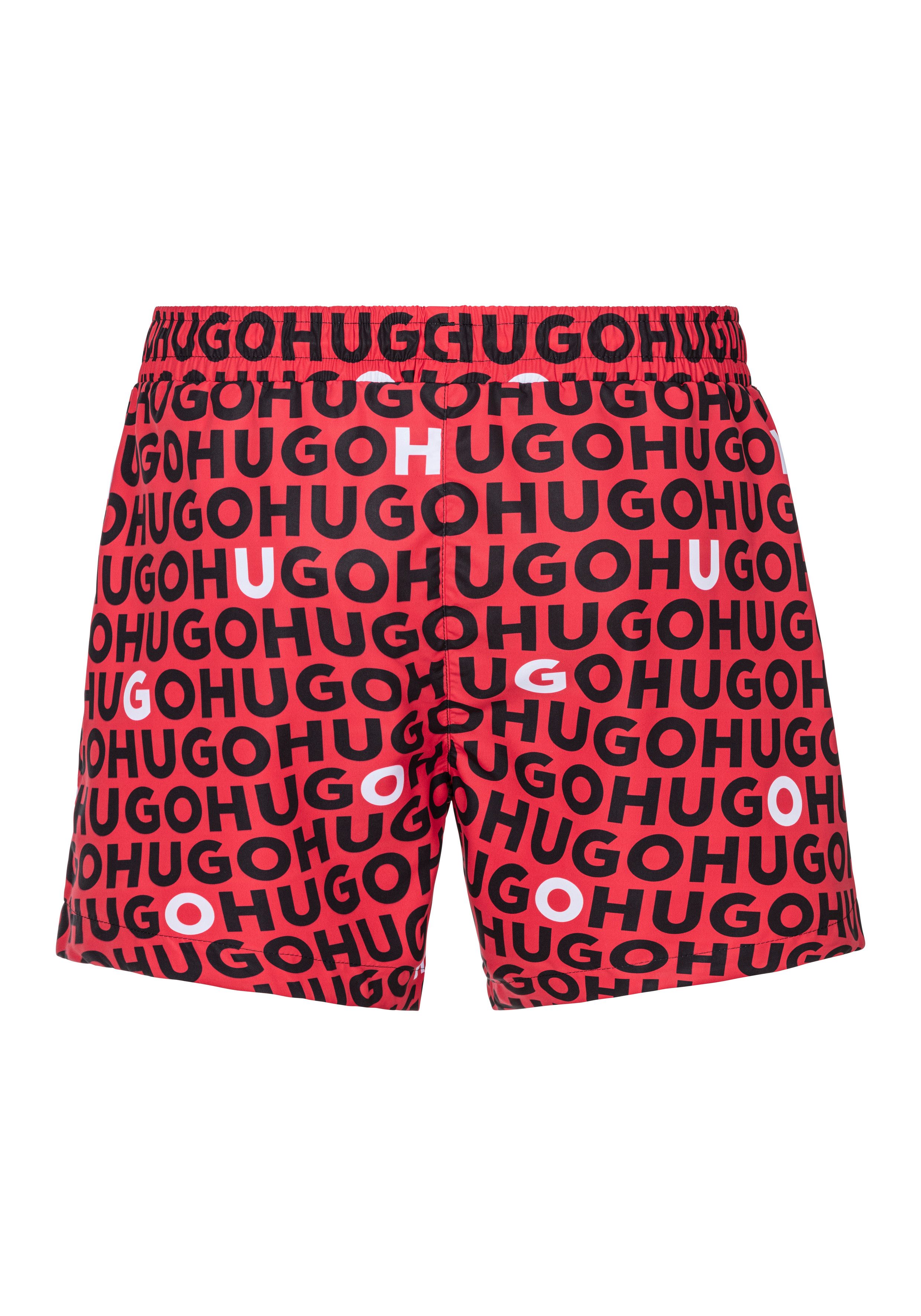 HUGO underwear Zwembroek Tortuga met allover logo-tekst