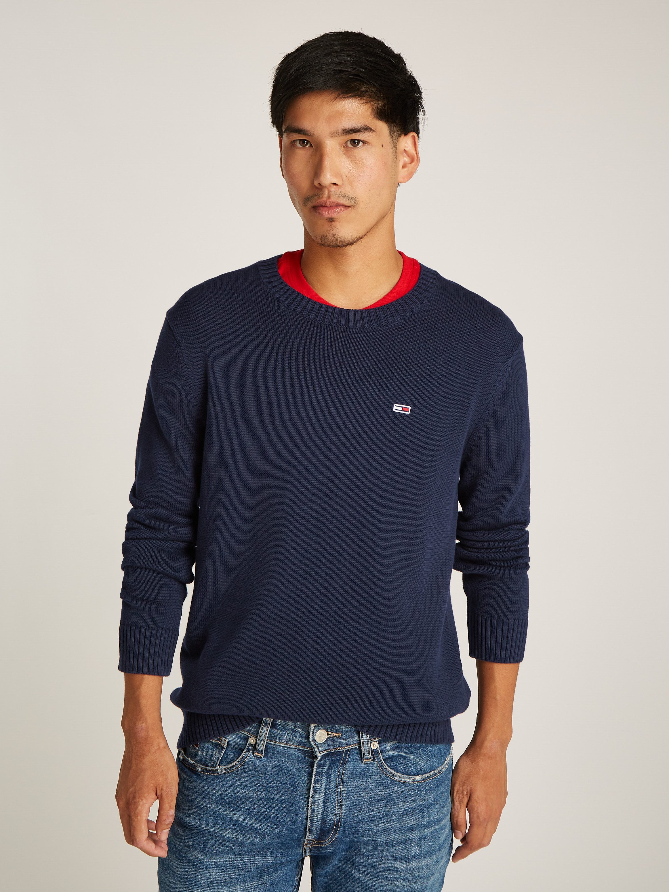 TOMMY JEANS Gebreide trui TJM SLIM ESSNTLS C-NECK SWEATER heren pullovers maat XXXL blauw