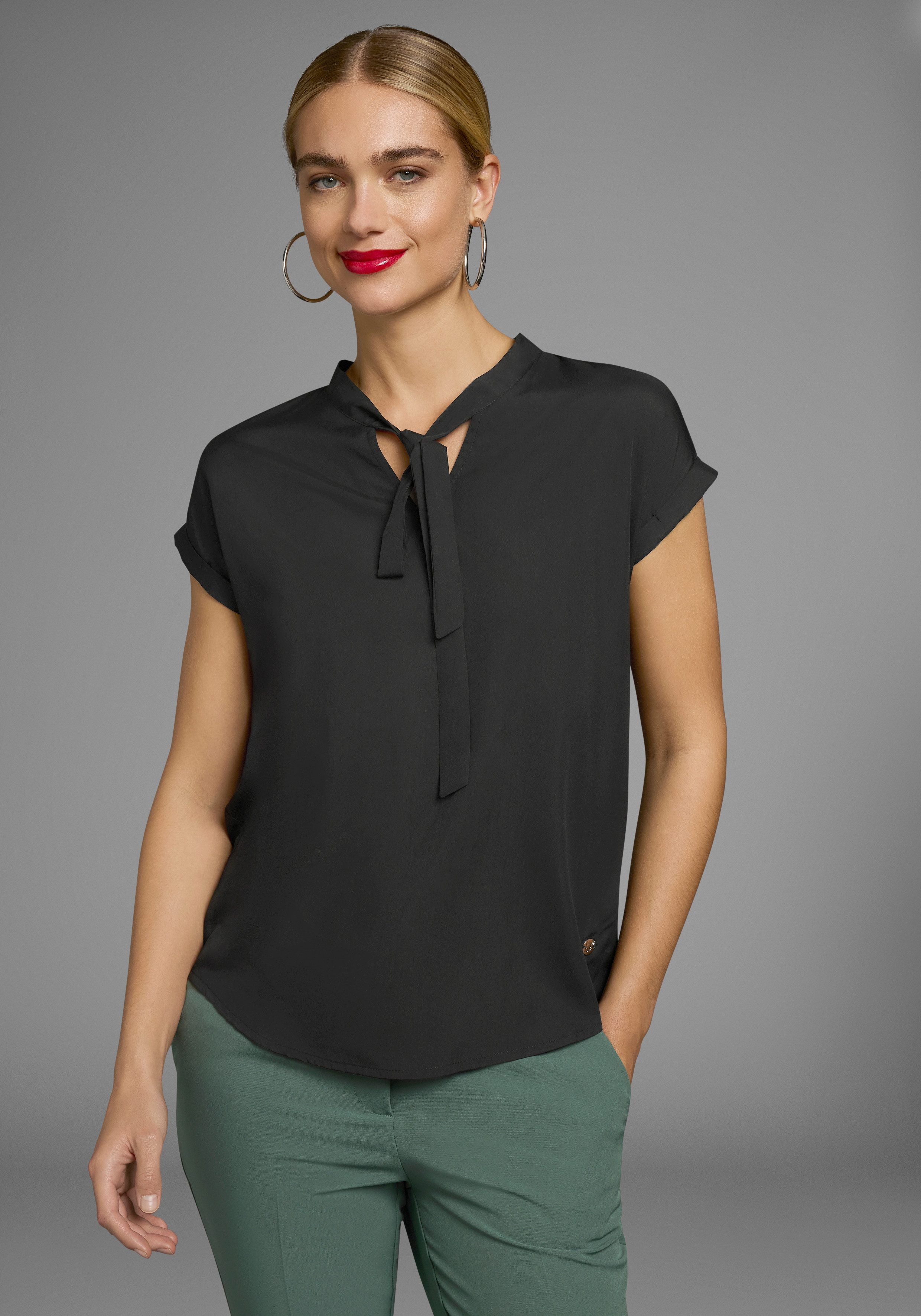 Bruno Banani Blouse met kraagstrik met bindstrik (2-delig, Set van 2)