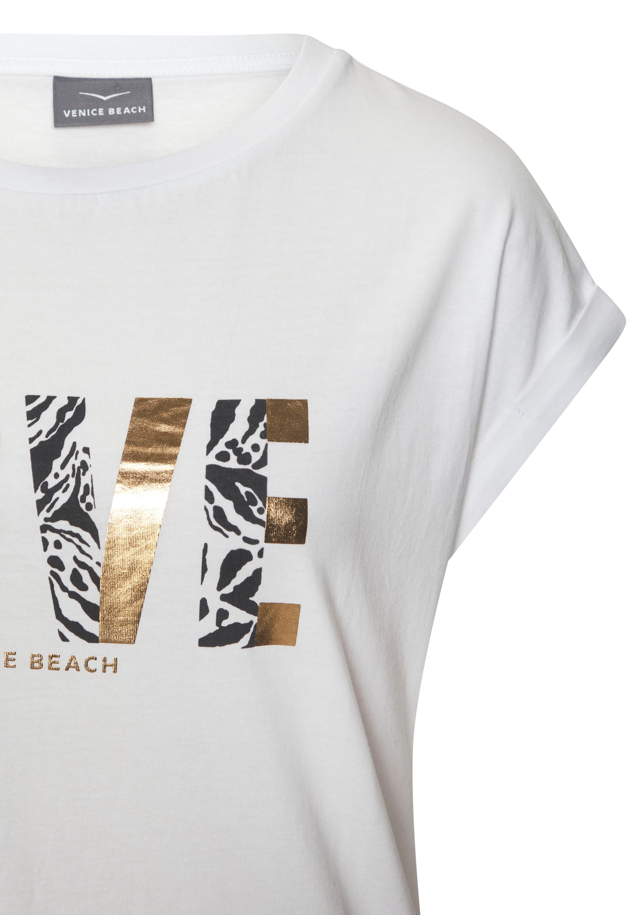 Venice Beach Shirt met korte mouwen met print op de voorzijde, katoenen t-shirt, losse pasvorm