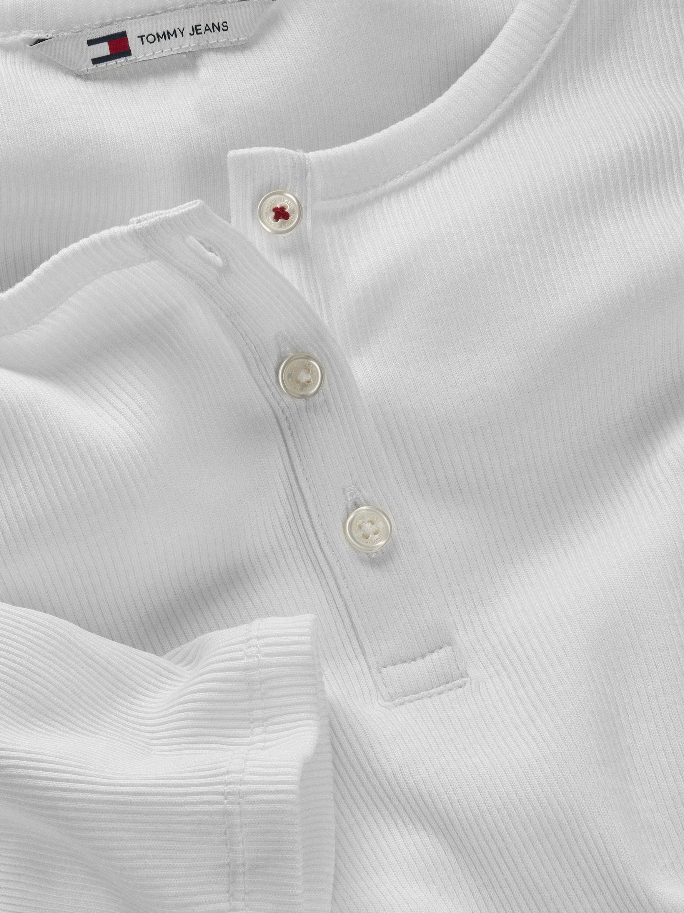 Tommy Jeans Curve Shirt met lange mouwen TJW SLIM BUTTON RIB in grote maten ribbellook met logo-borduurwerk