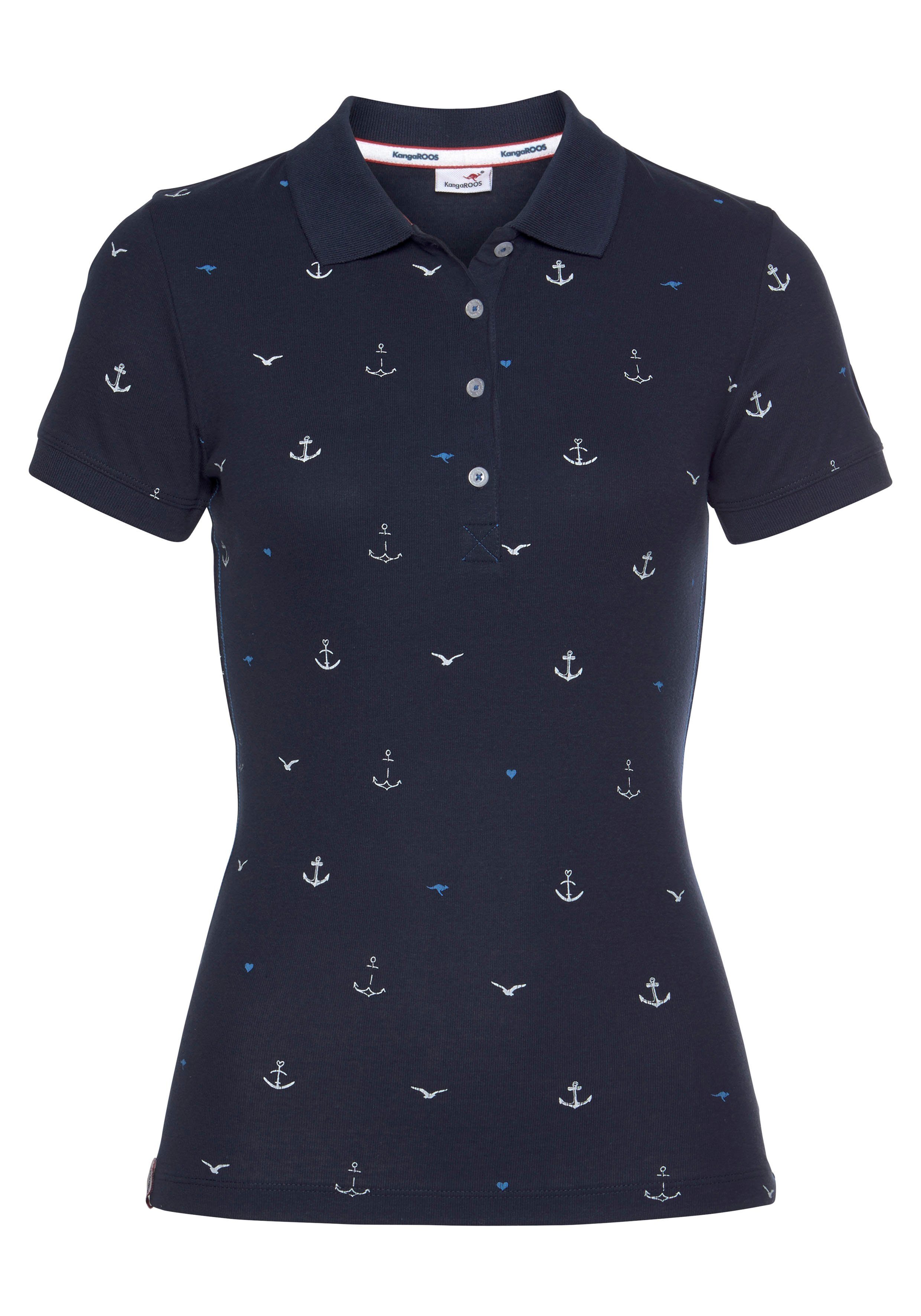 KangaROOS Poloshirt Korte mouwen, zeer figuurvolgend, met allover-print, van 100% katoen