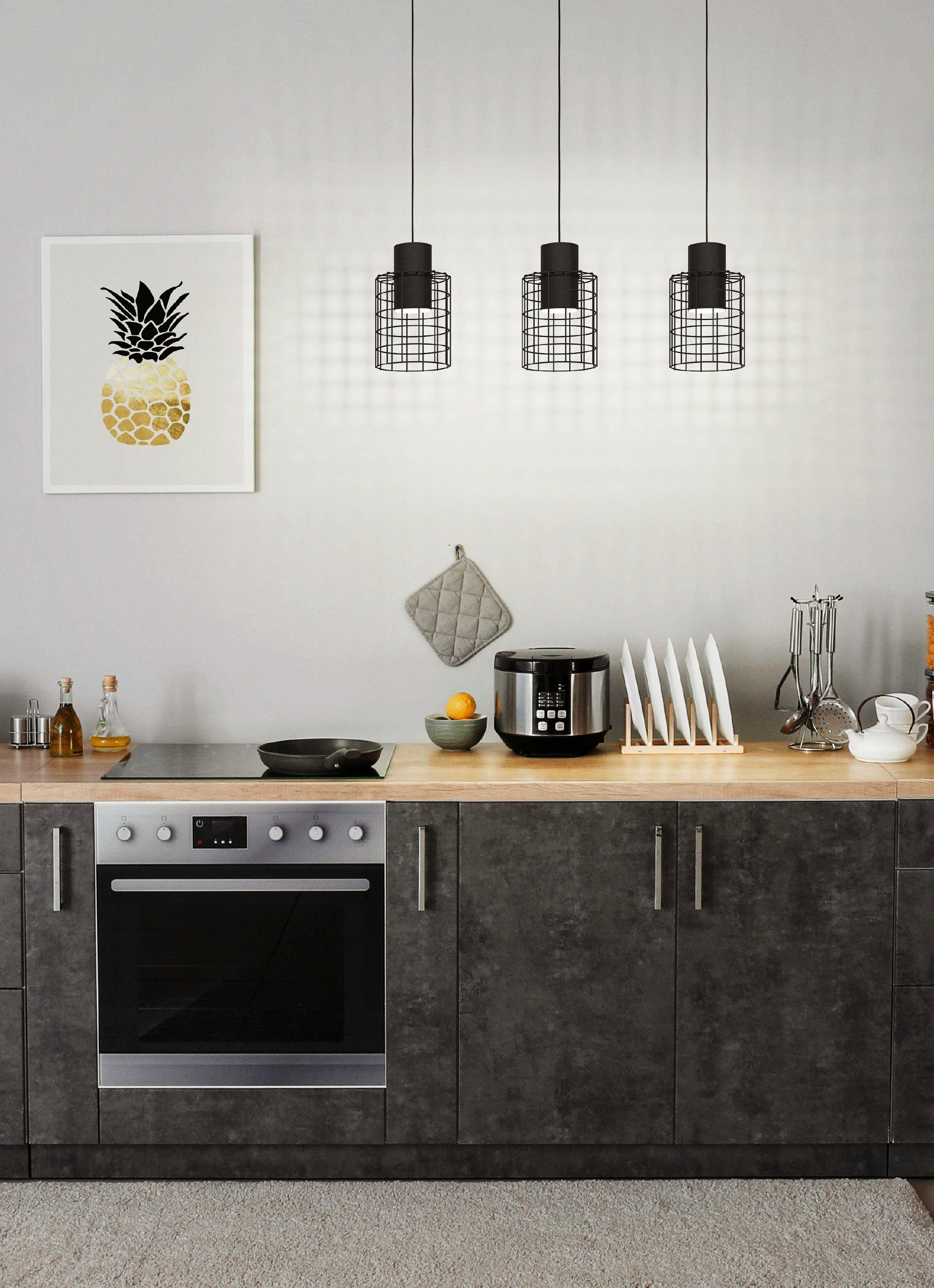 EGLO Hanglamp MILLIGAN Hanglamp in zwart en wit van staal - excl. E27 - 40W (1 stuk)