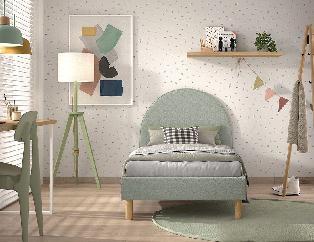 Vipack Gestoffeerd bed Moon, met fluffy bouclé stof in verschillende kleuren