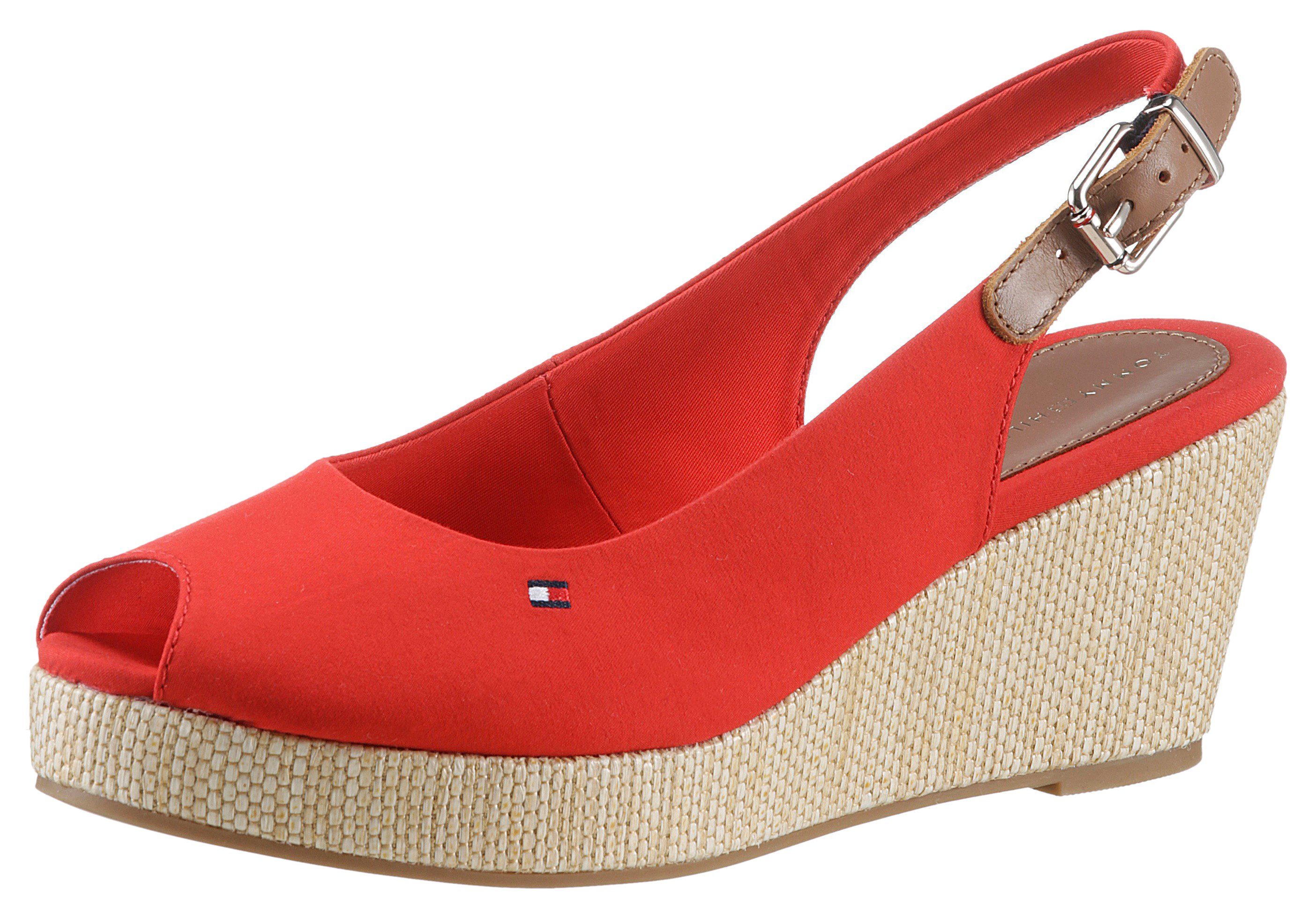 Tommy Hilfiger Sandaaltjes ICONIC ELBA SLING BACK WEDGE zomerschoen, sandaal, sleehak, met jute...