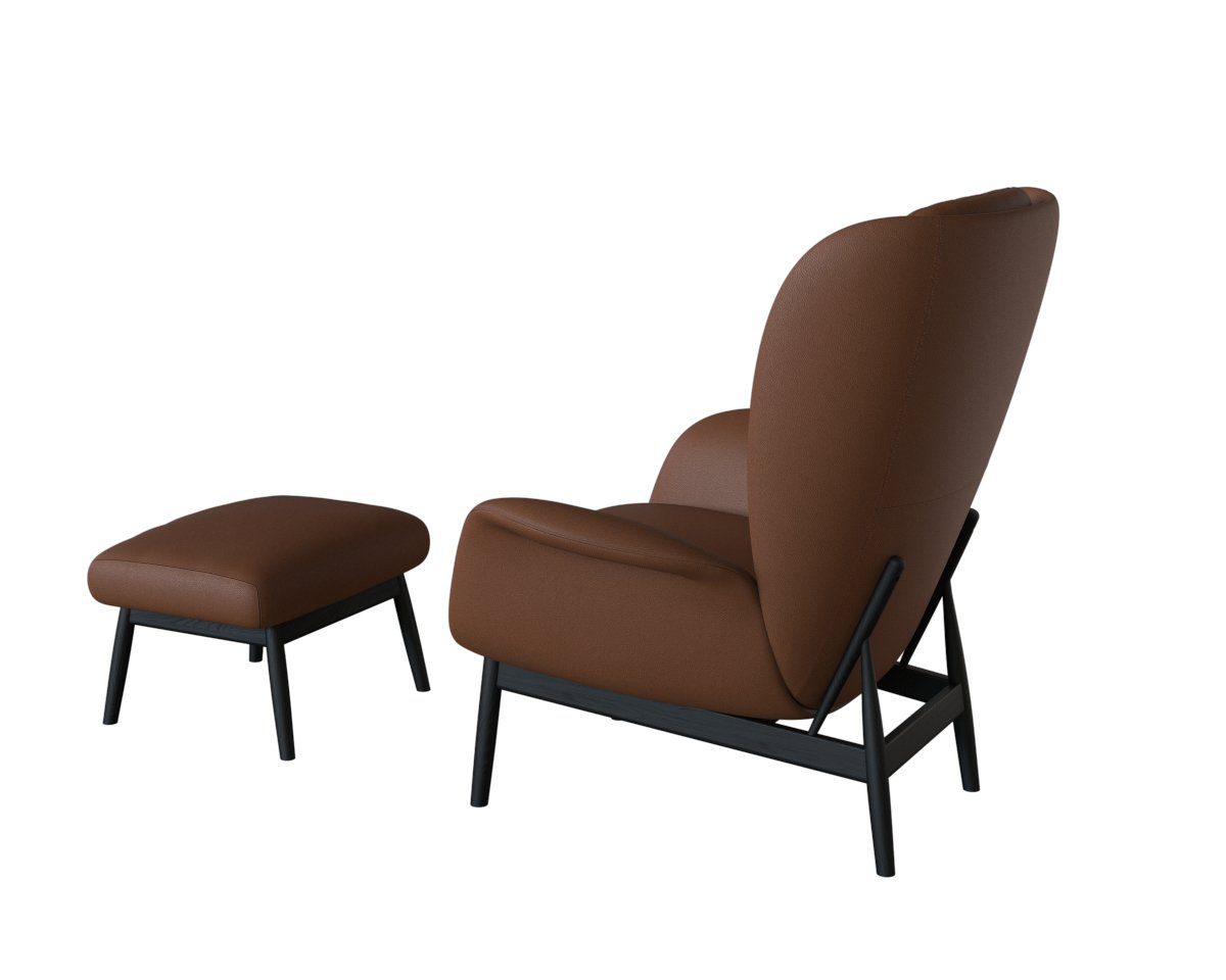 FLEXLUX Oorfauteuil Padova Stijl & comfort, organische vorm, geïntegreerde lendensteun, zwarte voet