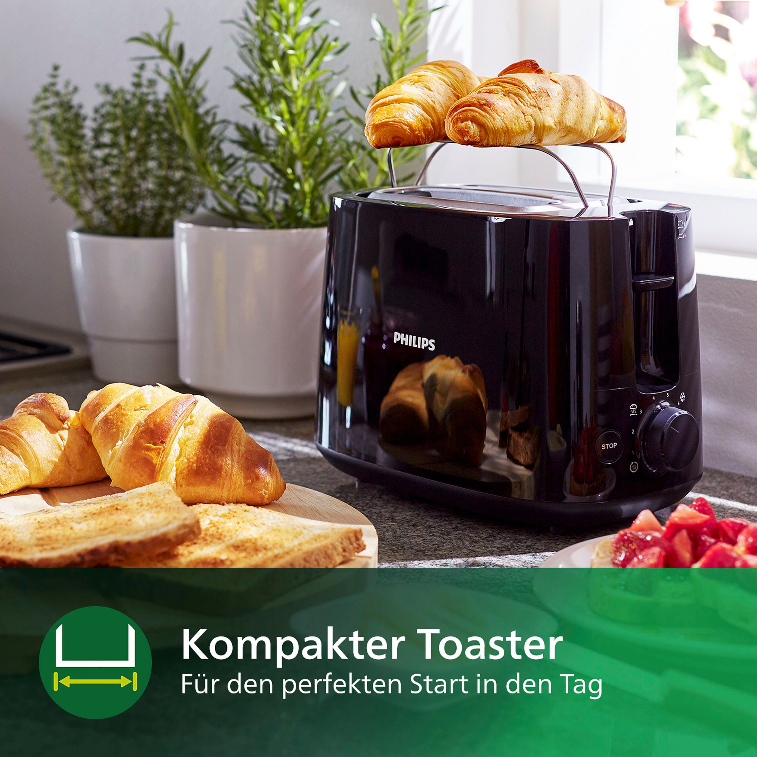 Philips Toaster HD2581/90 Daily Collection Broodjesopzet, kruimellade, 8 bruiningsniveaus, zwart