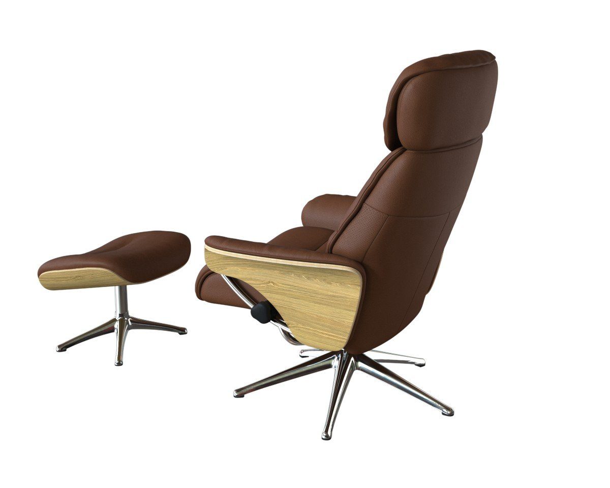 FLEXLUX Relaxfauteuil Aarhus, functionele stoel, gestoffeerde stoel, armleuning, TV-fauteuil, Relaxfunctie & hoofd- en rugverstelling, armleuning eiken, voet aluminium