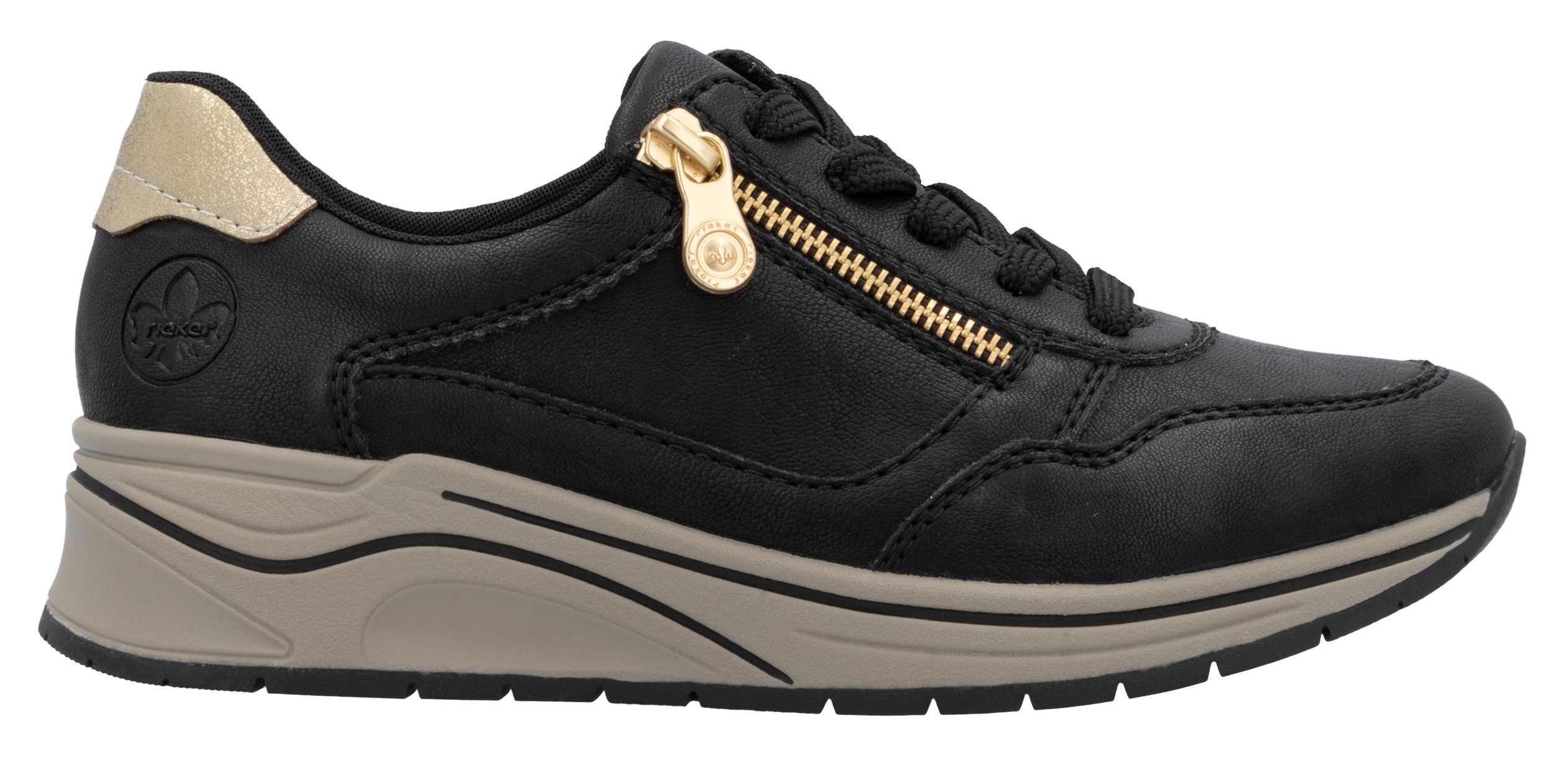 Rieker Sneakers met sleehak , lage schoen, veterschoen, vrijetijdsschoen met zachte inlegzool