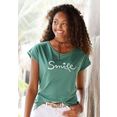 beachtime t-shirt met modieuze gezegden frontprint "smile" groen