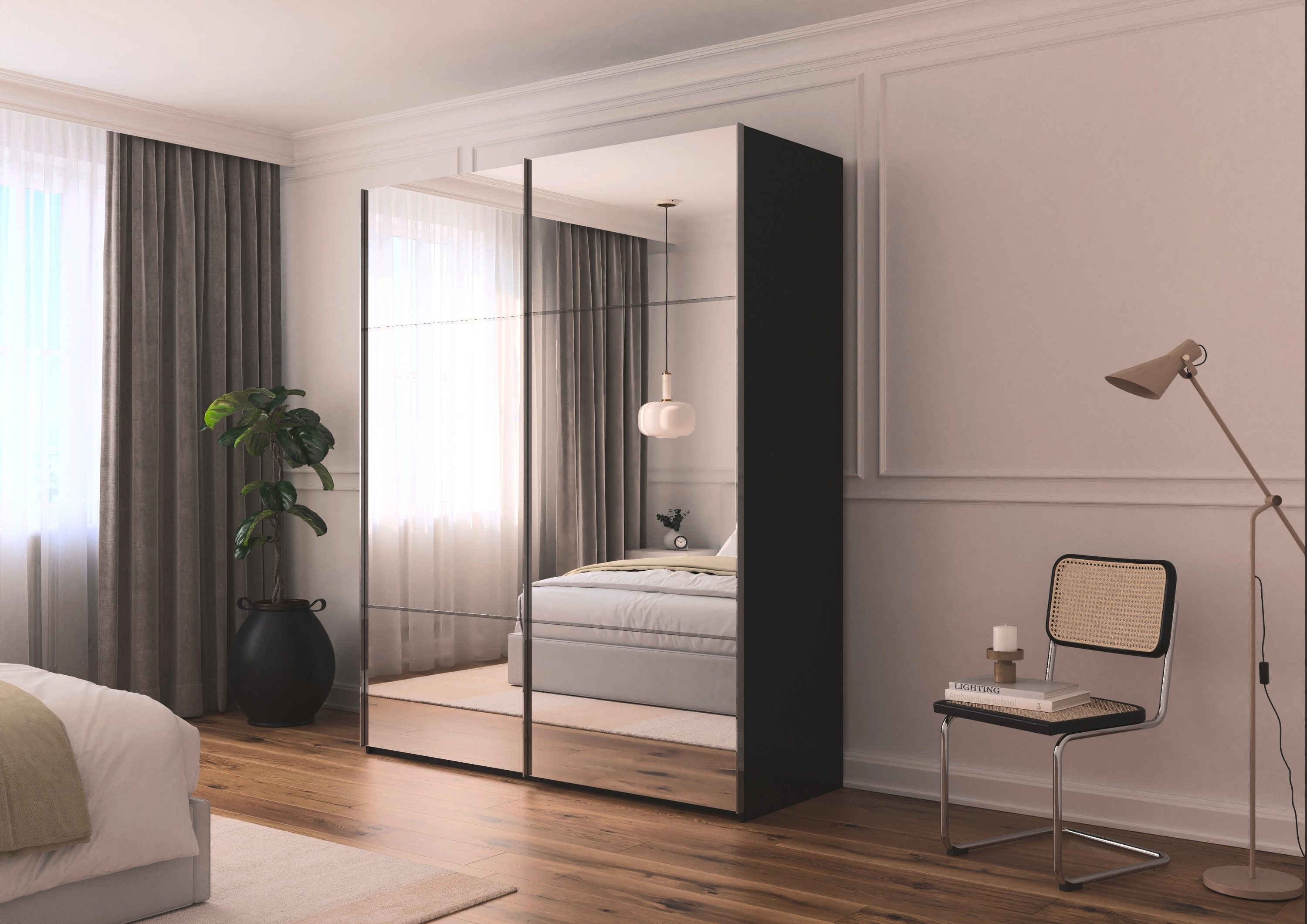 rauch Schuifdeurkast Kledingkast kast garderobe slaapkamerkast SCALE-TRIO edel drievoudig front met 2 sierlijsten spiegelfront made in germany