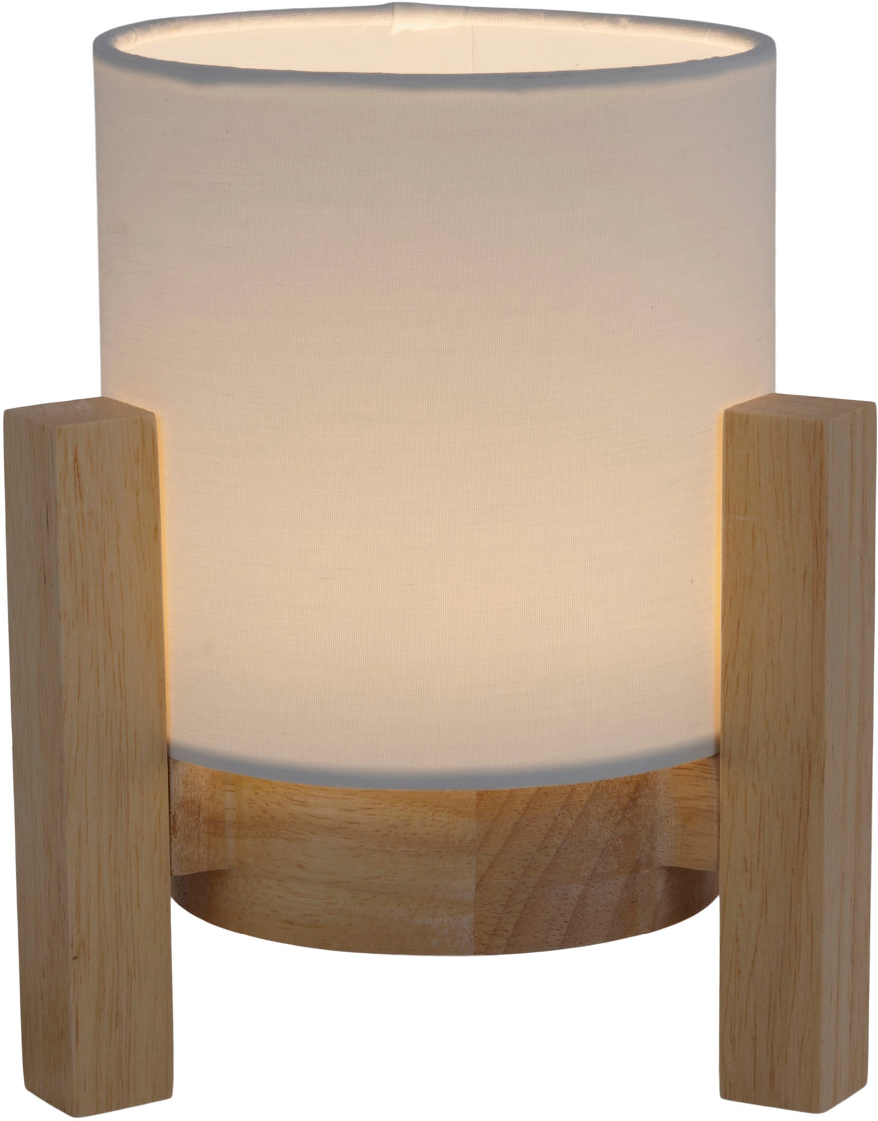 näve Led-tafellamp Matida Accu-werking, incl. USB-C-kabel, houten frame, textielscherm, dimbaar (1 stuk)