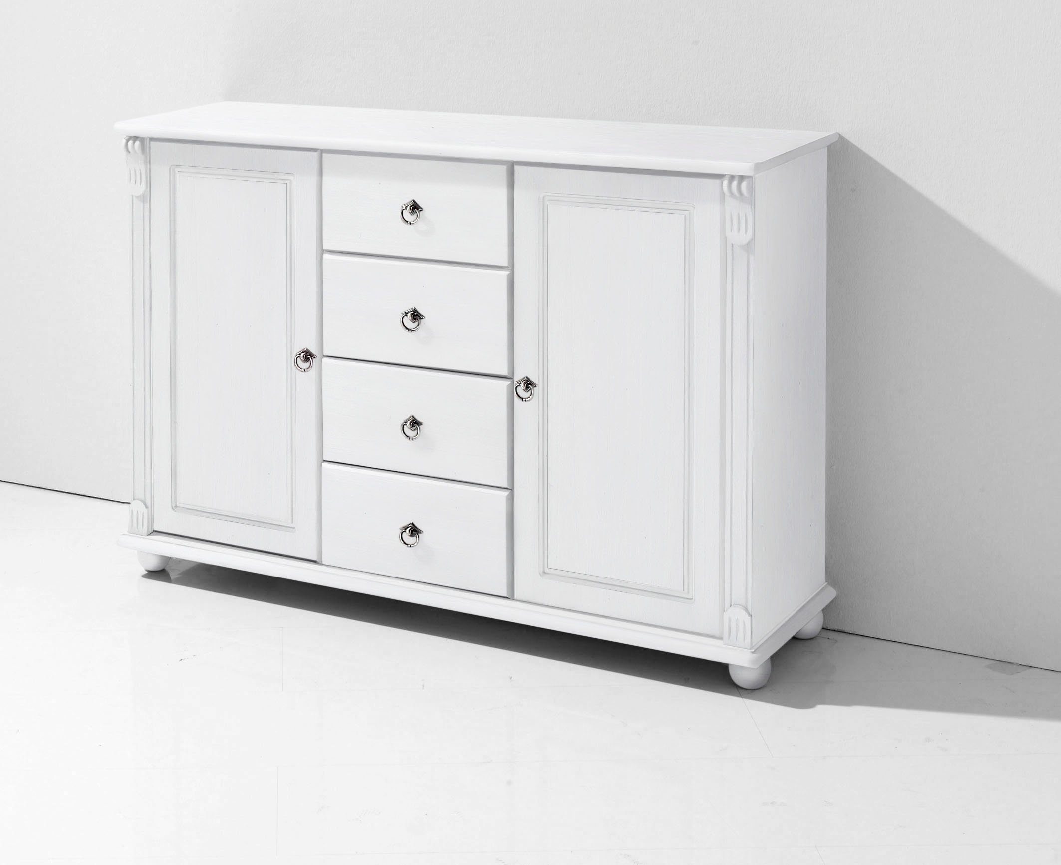 Home affaire Kast met laden en deuren Tessin, buffetonderkast, klassieke landelijke stijl van massief, fsc®-gecertificeerd dennenhout, 128cm breed