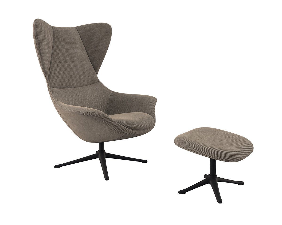 FLEXLUX Oorfauteuil Stilo relaxstoel, TV-stoel Solitaire, stijlicoon, draaibaar, zwarte poot