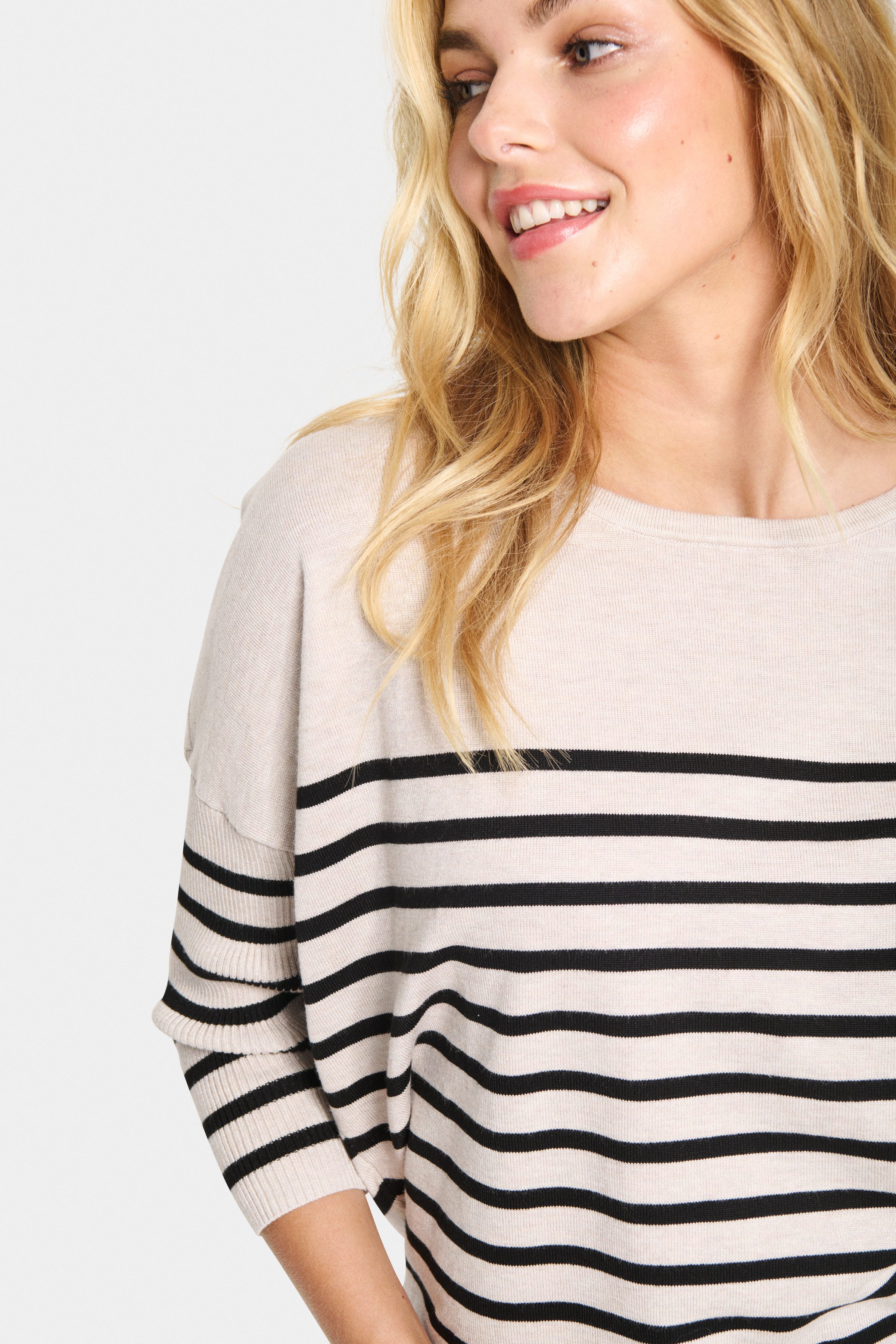 Saint Tropez Gebreide trui MilaSZ R-neck Stripe
