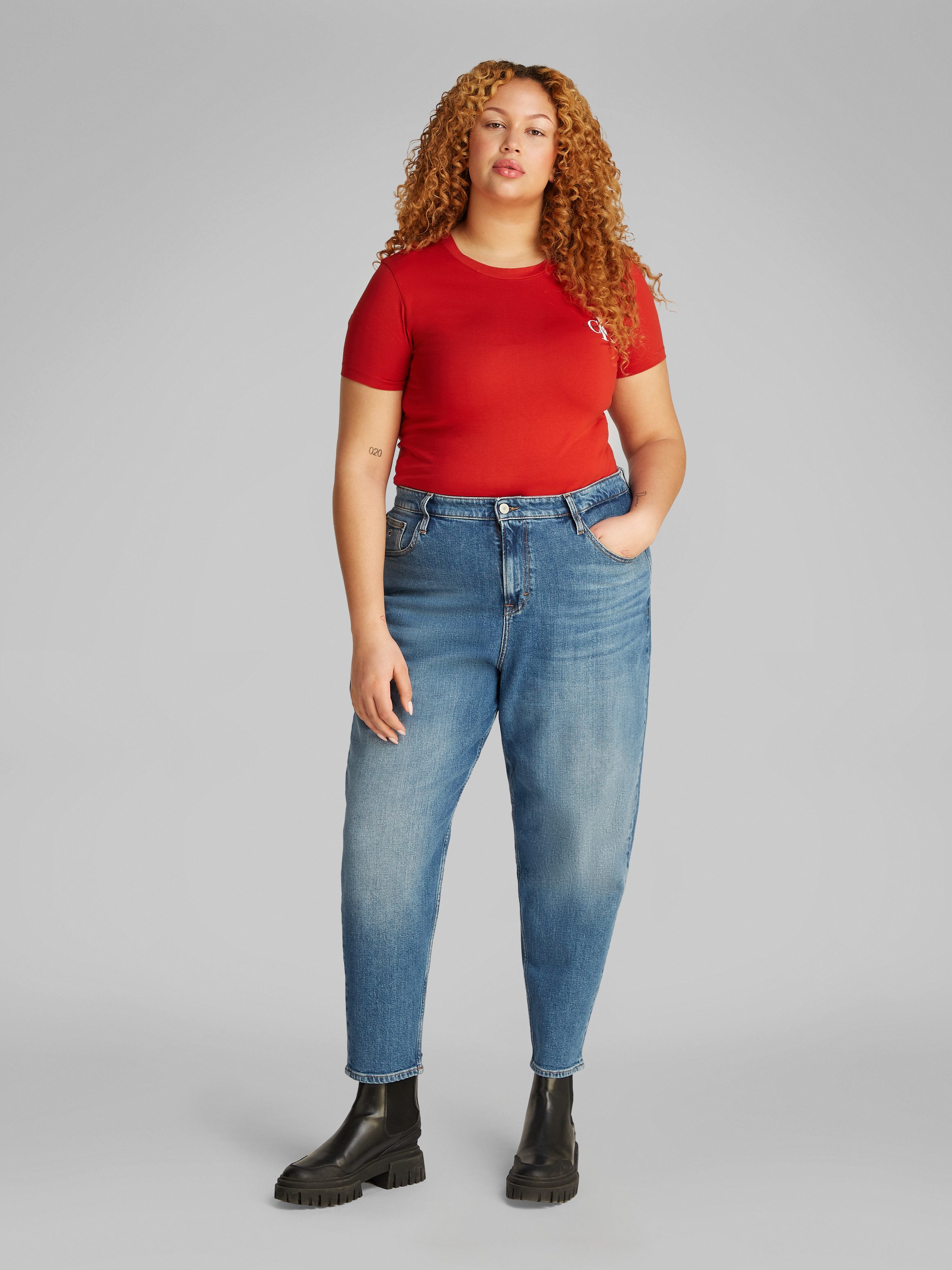 Calvin Klein Jeans Plus T-shirt PLUS 2-PACK MONOLOGO SLIM TEE (2-delig, Set van 2)