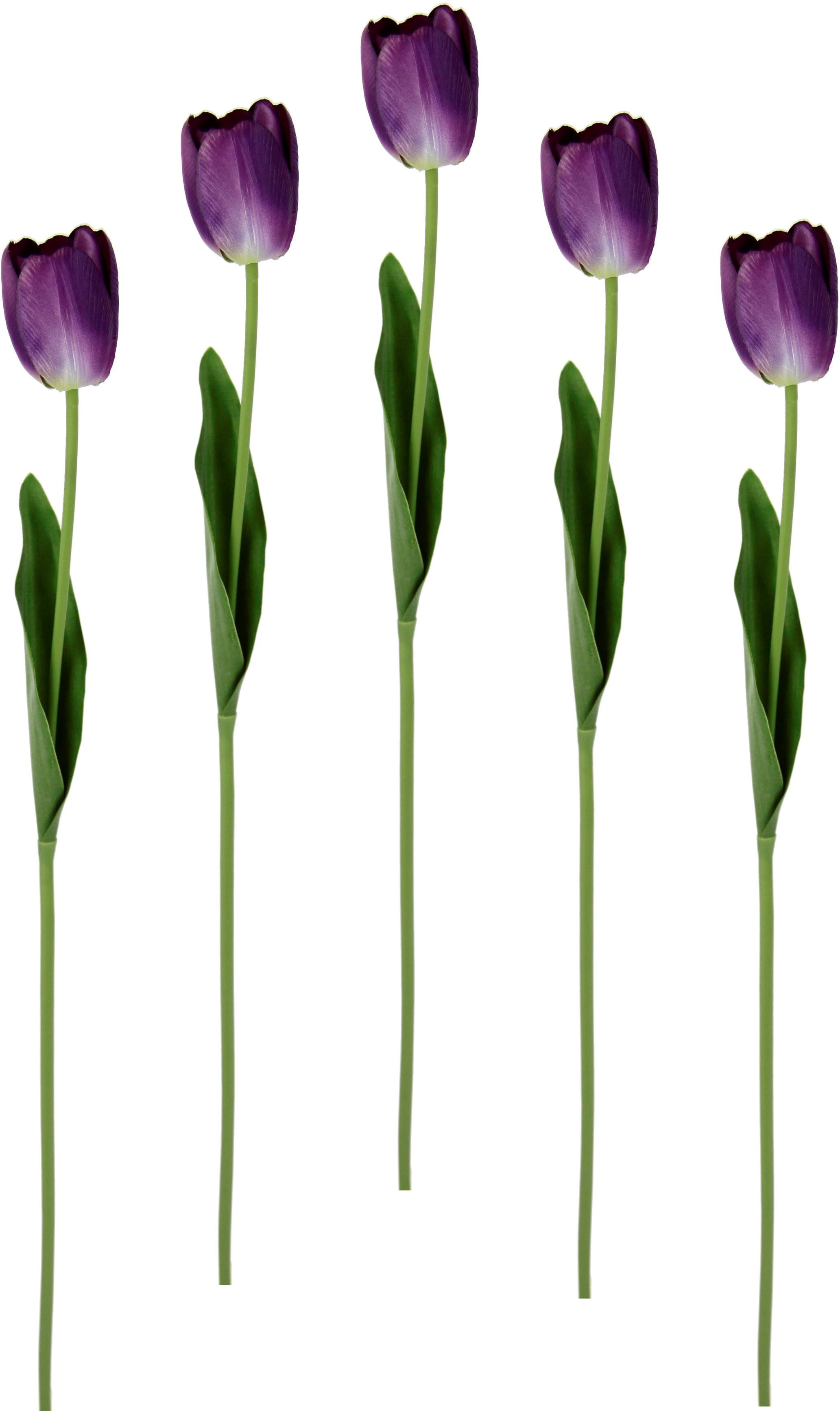 I.GE.A. Kunstbloem Real Touch Tulpen set van 5 kunst-tulpenknoppen kunstbloemen snijbloem (5 stuks)