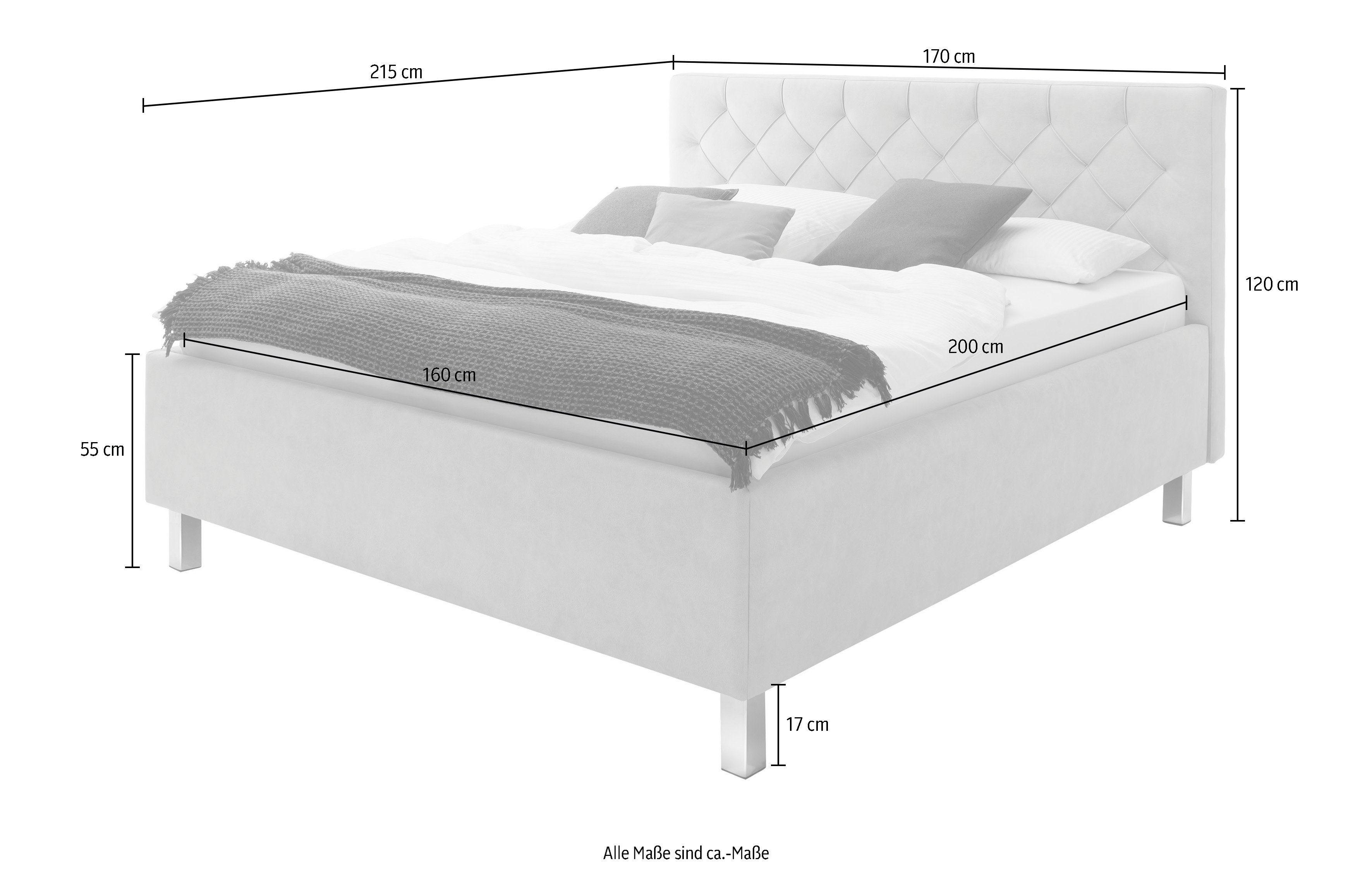 meise.möbel Gestoffeerd bed Sanremo met bedkist