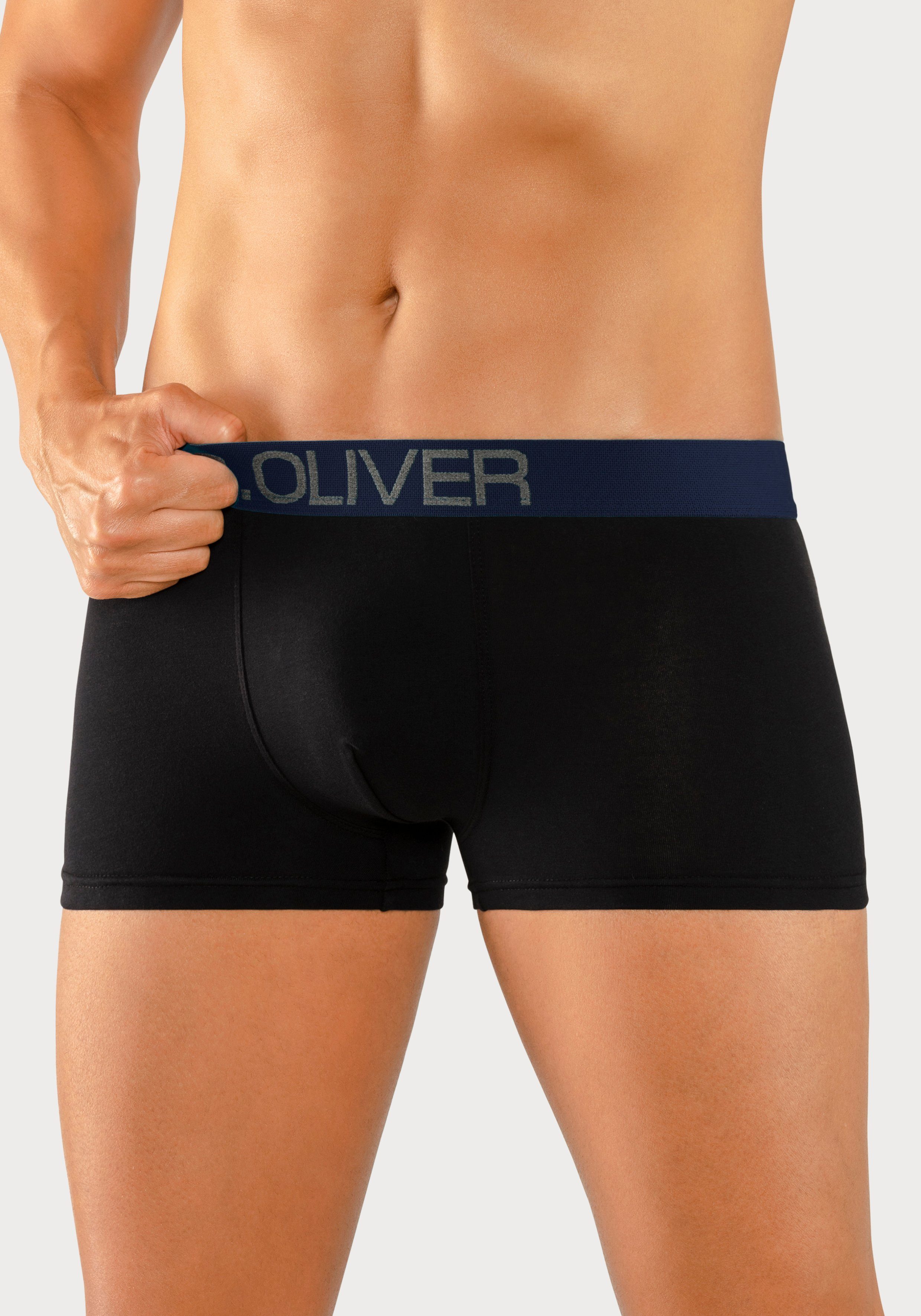 s.Oliver RED LABEL Beachwear Hipster strak zittende boxershorts voor heren van katoenmix (set 4 stuks)