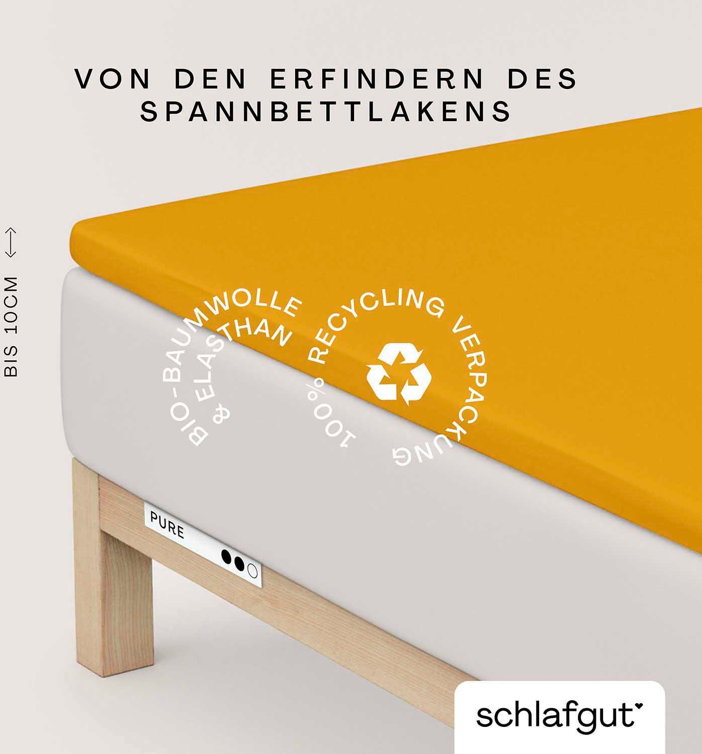 Schlafgut Hoeslaken PURE TOPPER in maat 90x200, 140x200 of 180x200 cm, hoes voor topper van 100% biologische katoen, voor matrassen tot 10 cm hoogte,