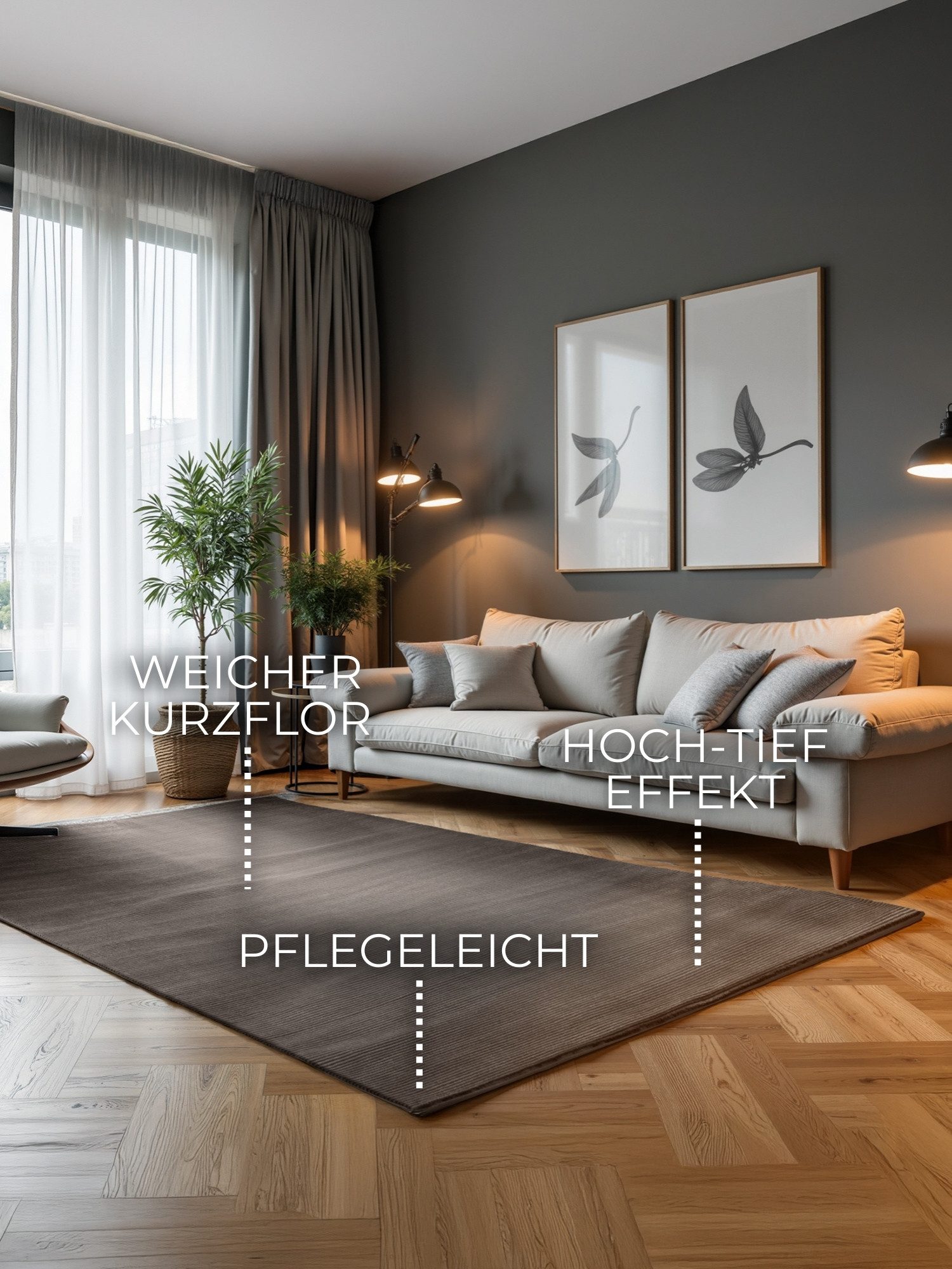 ELLE DECORATION Vloerkleed Dolomite Woonkamer, slaapkamer, loper, hoog-laag effect, gang, glans