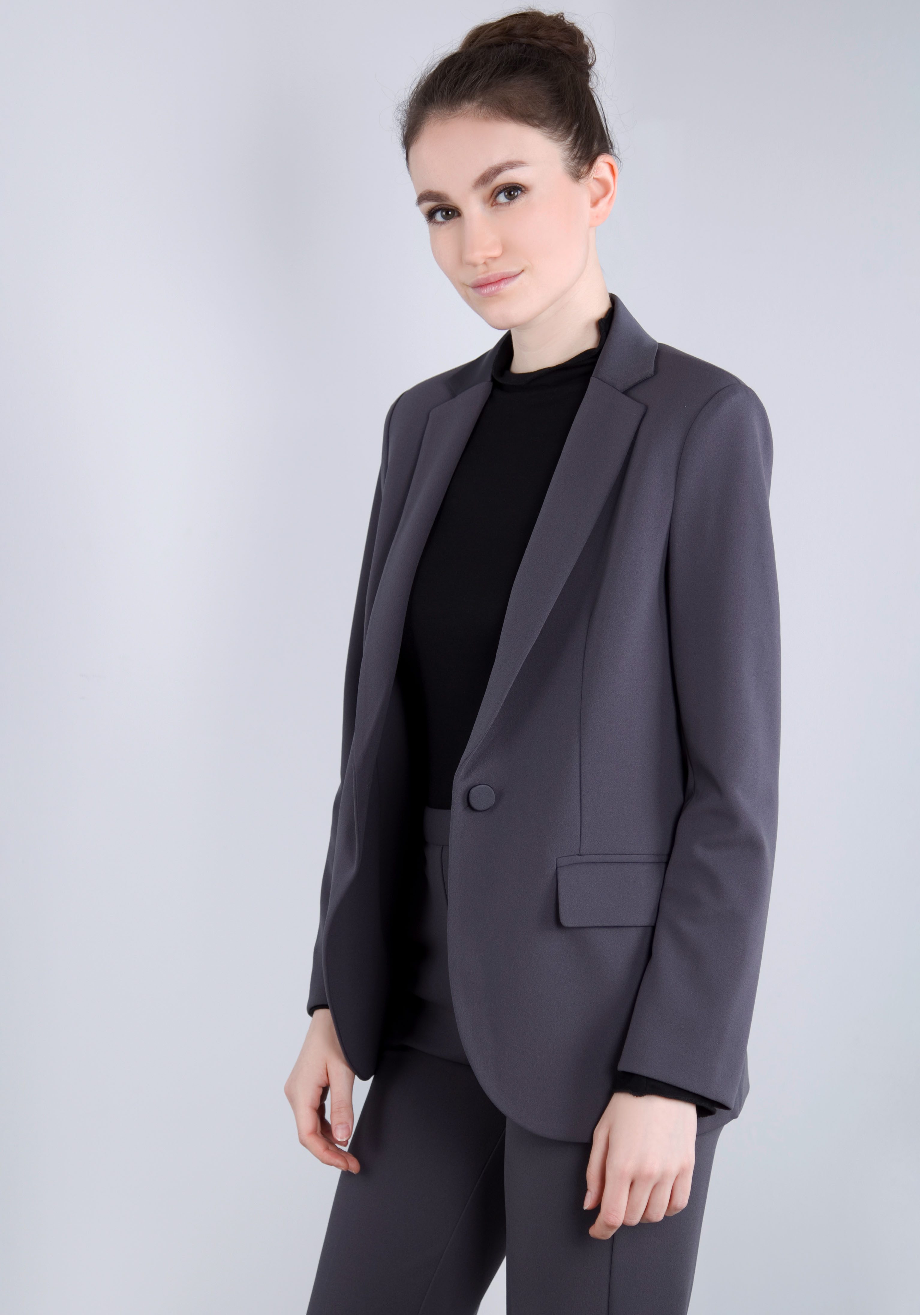 IMPERIAL Lange blazer met satijnen details en stretch