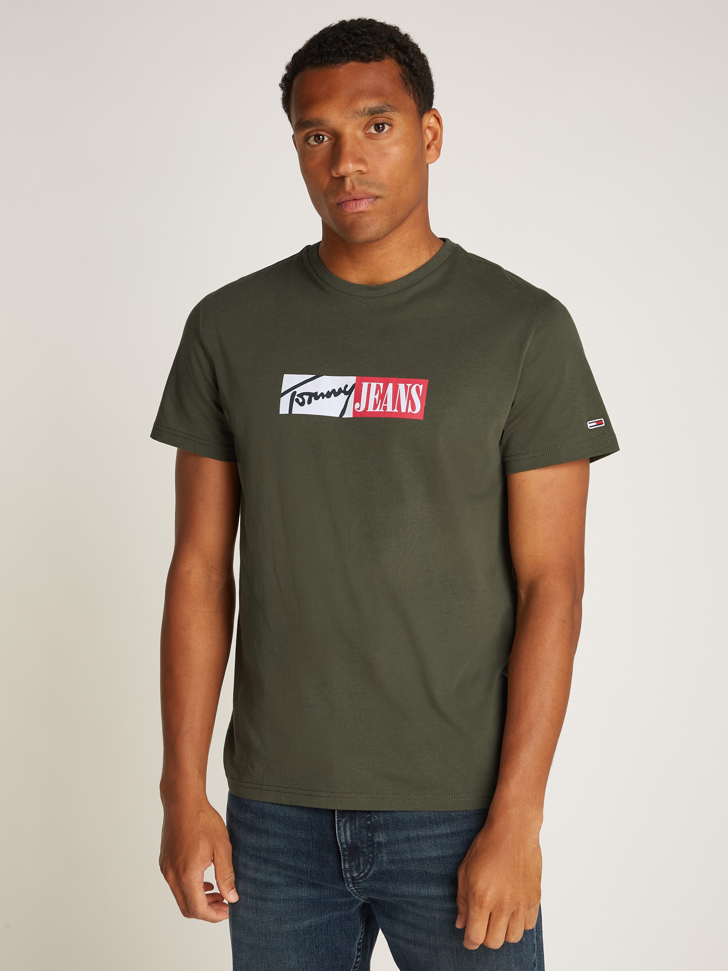 TOMMY JEANS T-shirt TJM SLIM ENTRY GRAPHIC TEE EXT heren t-shirts maat M groen