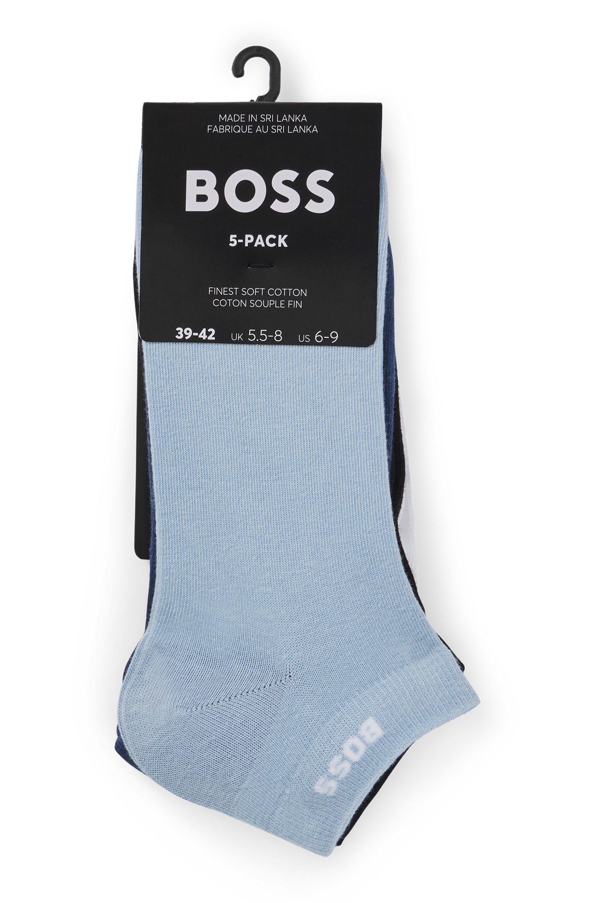 BOSS Sneakersokken met ingebreid opschrift (set, 5 paar)