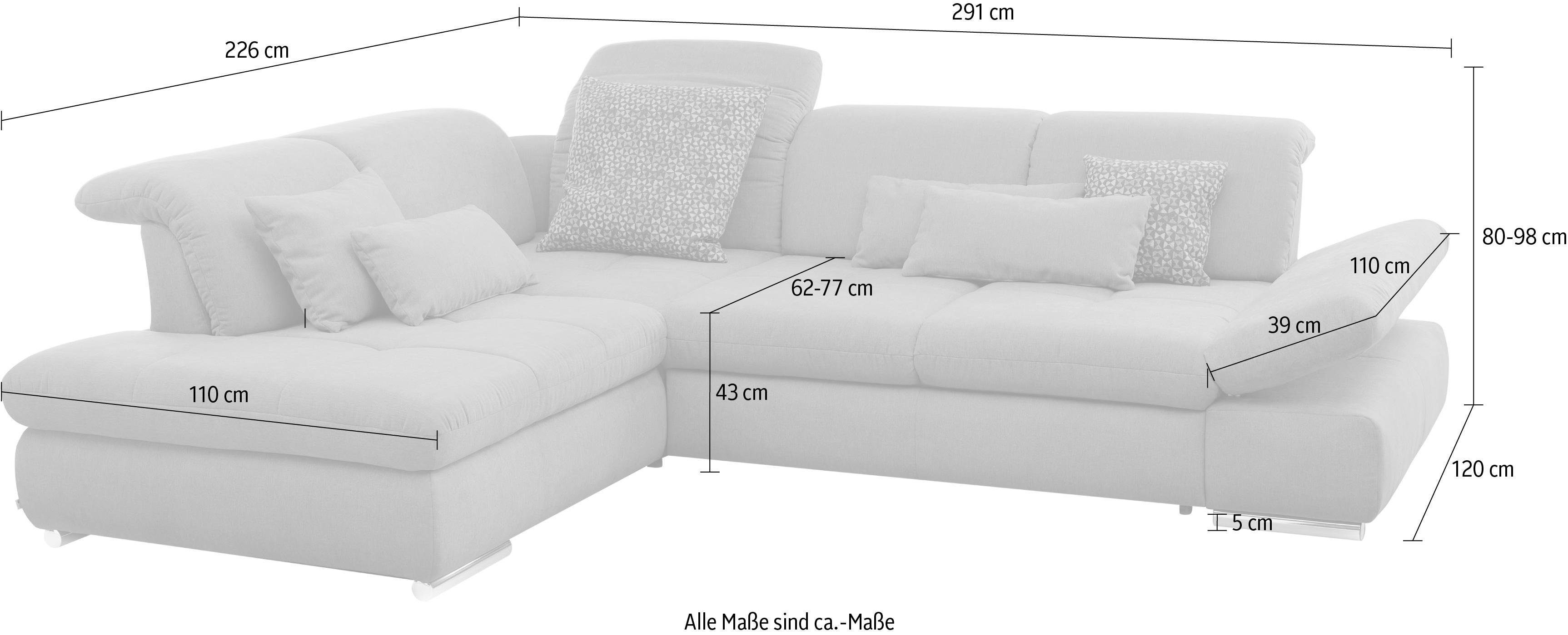 set one by Musterring Hoekbank SO 4100 met comfortabele pocketvering en hoofdeindeverstelling,