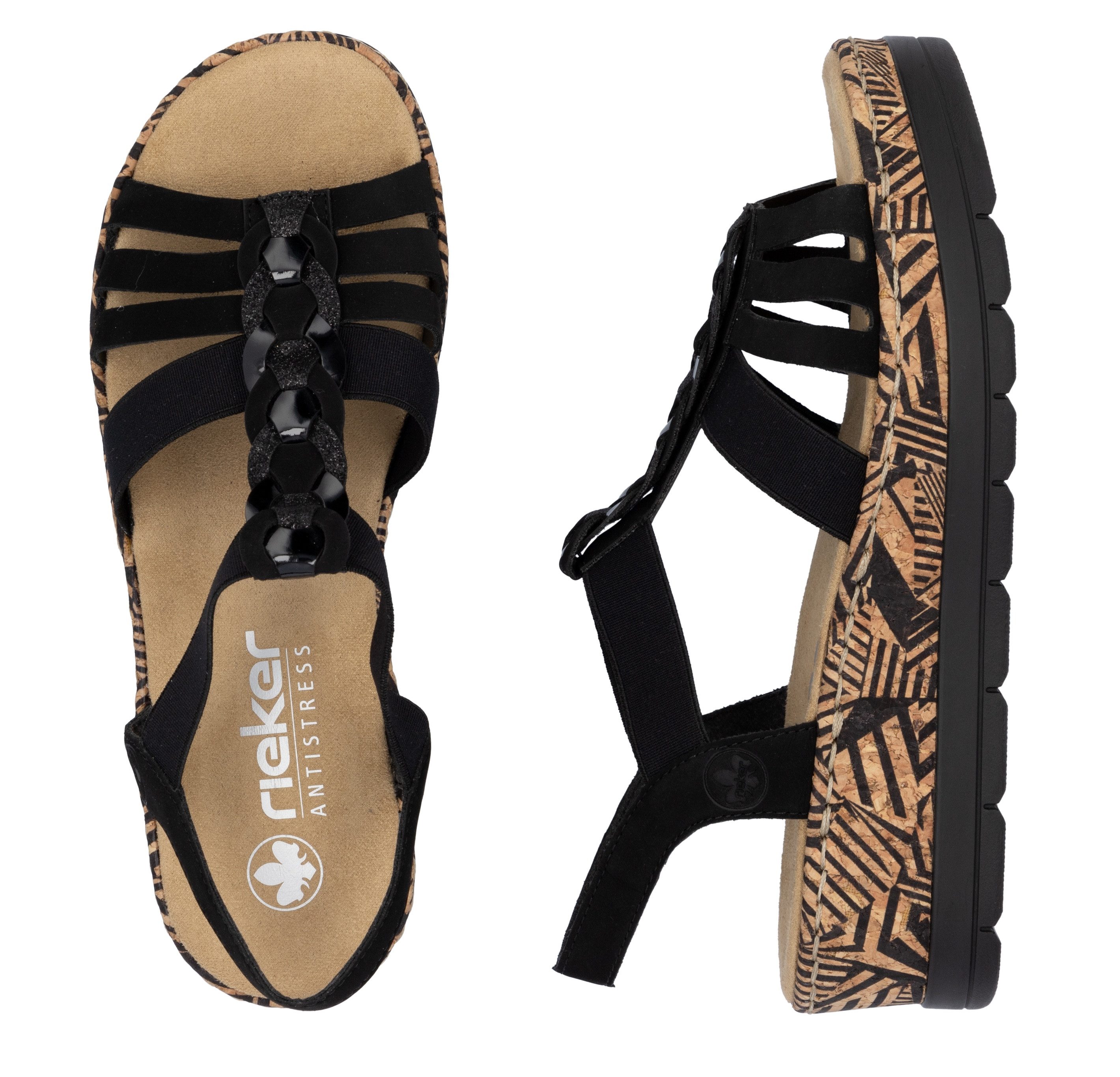Rieker Plateausandaaltjes Zomerschoen, vakantieschoen, sandalette met decoratief sieraandeel