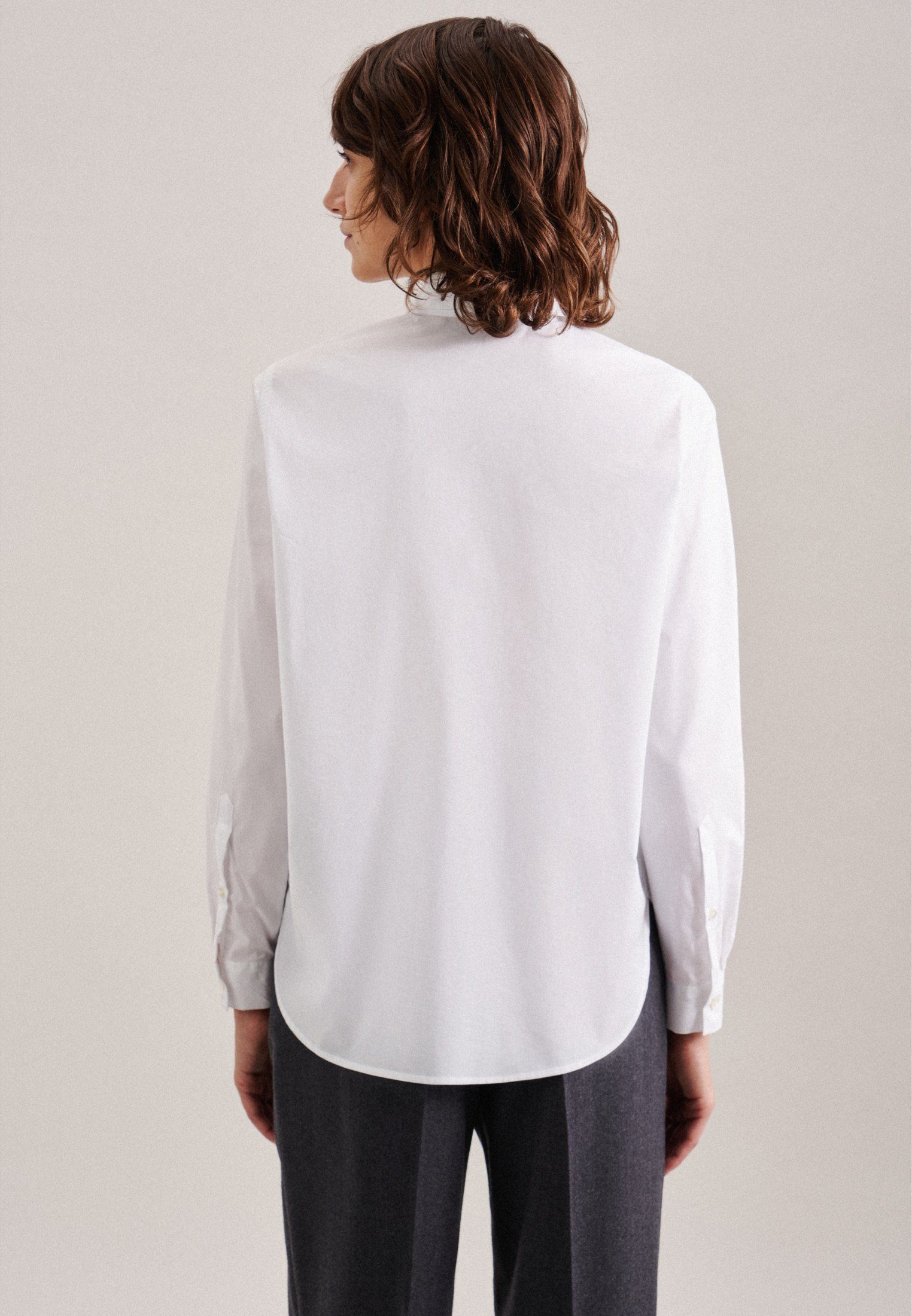 seidensticker Overhemdblouse Zwarte roos Lange mouwen kraag uni