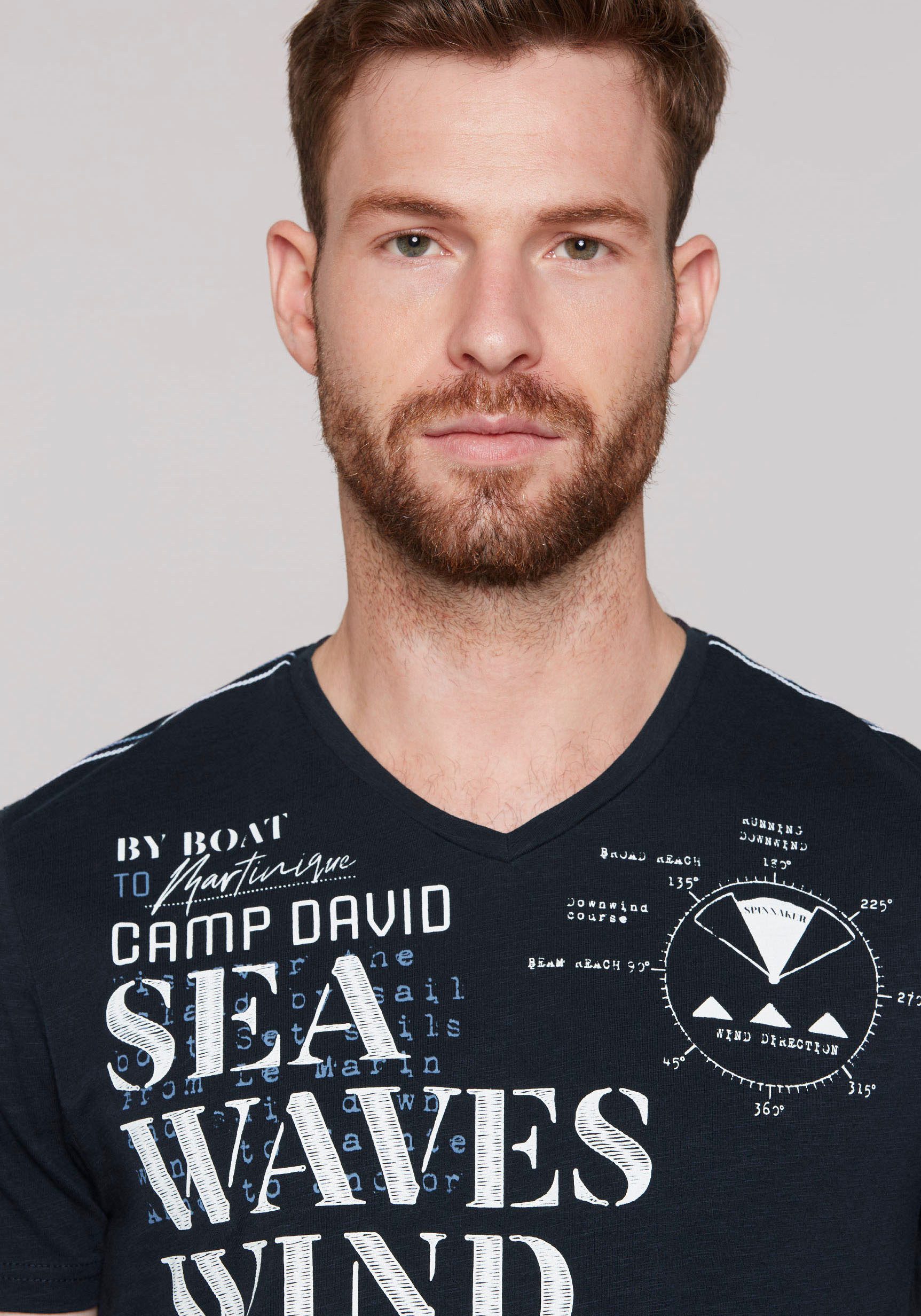 CAMP DAVID T-shirt met tekstprints