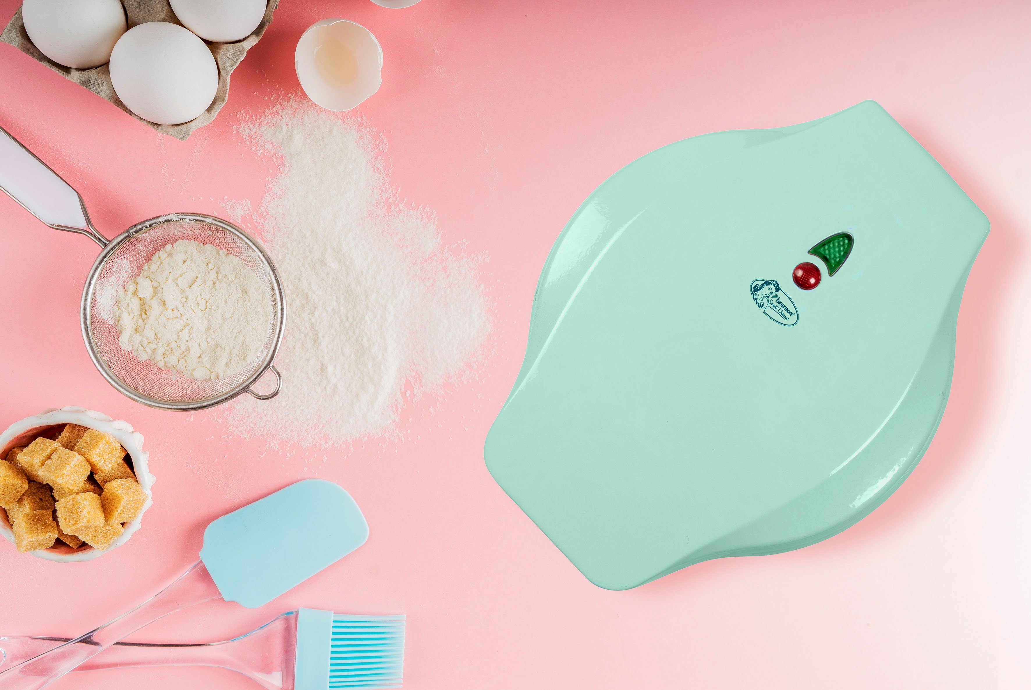 bestron Wafelijzer AMW500 Mini voor klassieke wafels, kleine wafelmaker met antiaanbaklaag