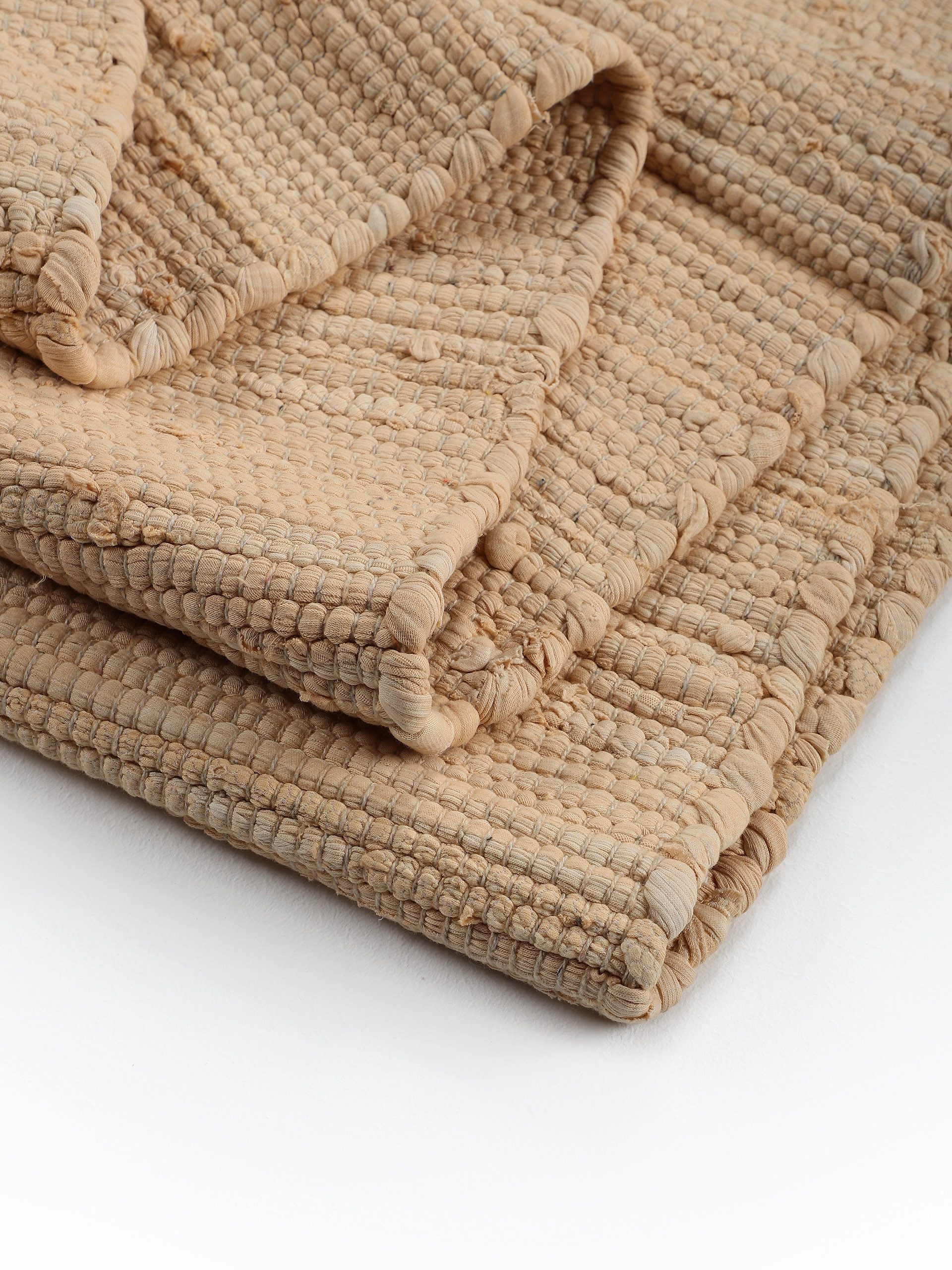 carpetfine Vloerkleed Kelim Chindi uni Tweezijdig te gebruiken kleed, puur katoen, met de hand geweven, unikleuren, met franje