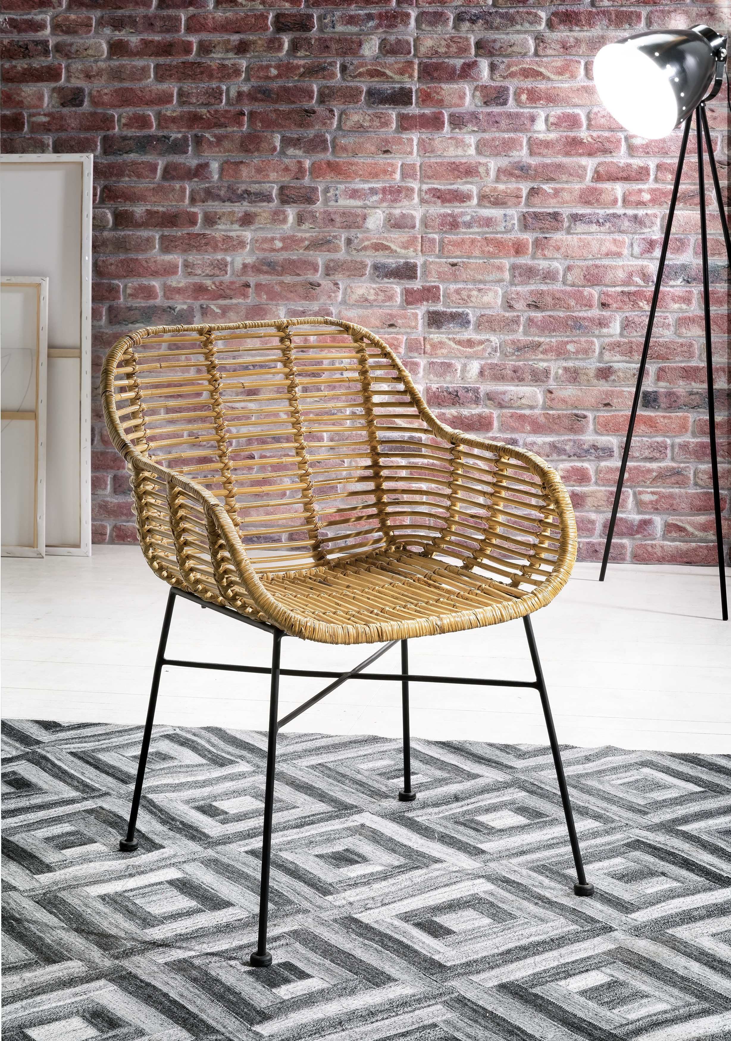 SIT Rotanstoel Rotan vintage met armleuningen, shabby chic, vintage (set, 2 stuks)