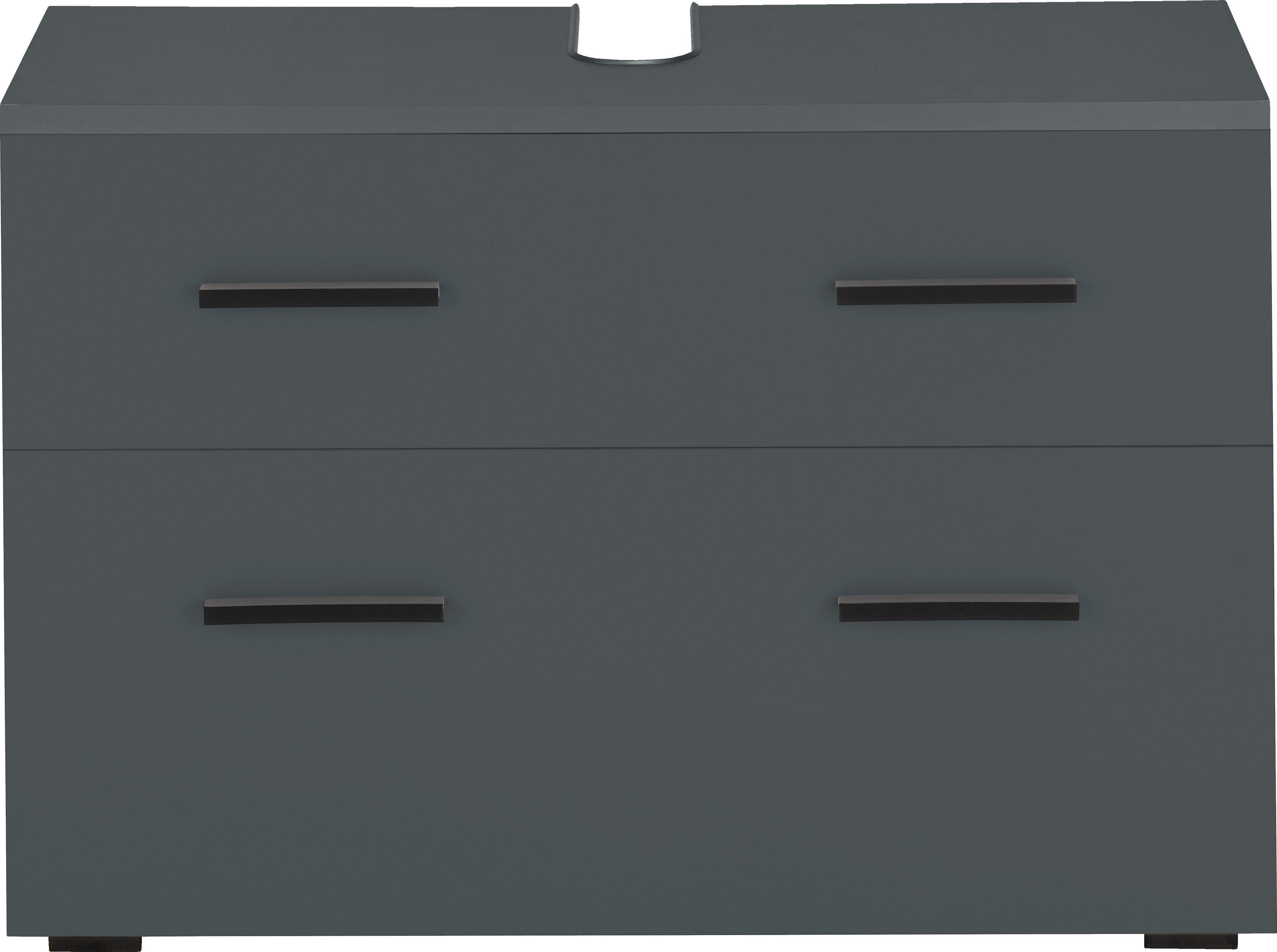 INOSIGN Wastafelonderkast Skara met klep en lade, zwarte grepen, breedte 80 cm, hoogte 55 cm