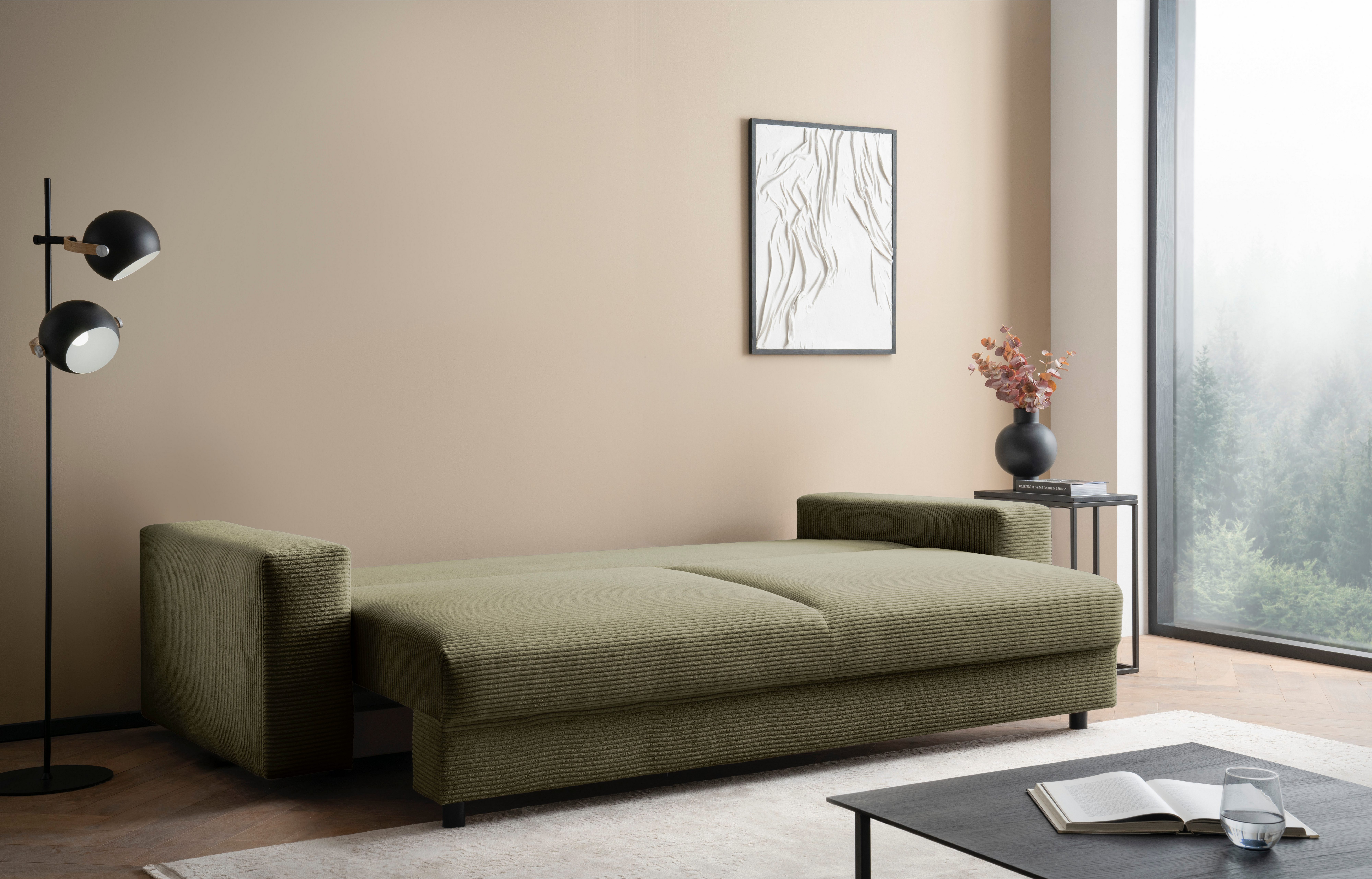 LeGer Home by Lena Gercke Slaapbank Imoga, kussen met slaapfunctie, 3-zits bank, bank met bedlade in moderne kleuren en stoffen, bedfunctie, ligoppervlak: 200x150 cm