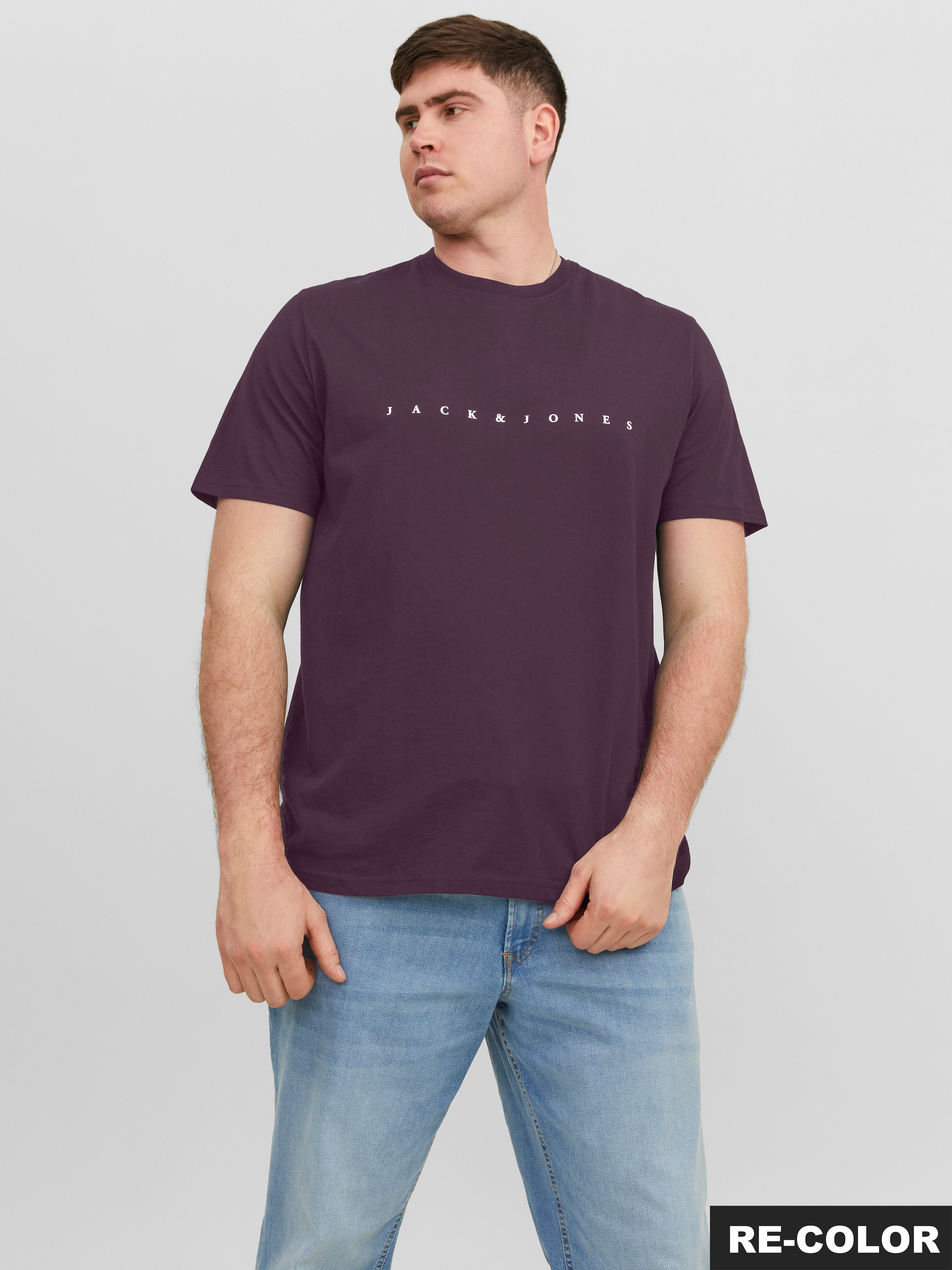 Jack & Jones PlusSize Shirt met ronde hals JJESTAR JJ TEE SS NOOS PLS heren ronde hals maat 5XL paars