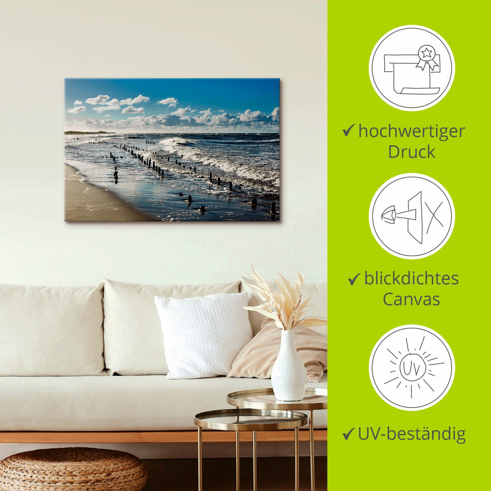 Artland Artprint Aan de kust van de Oostzee als artprint van aluminium, artprint voor buiten, artprint op linnen in verschillende maten