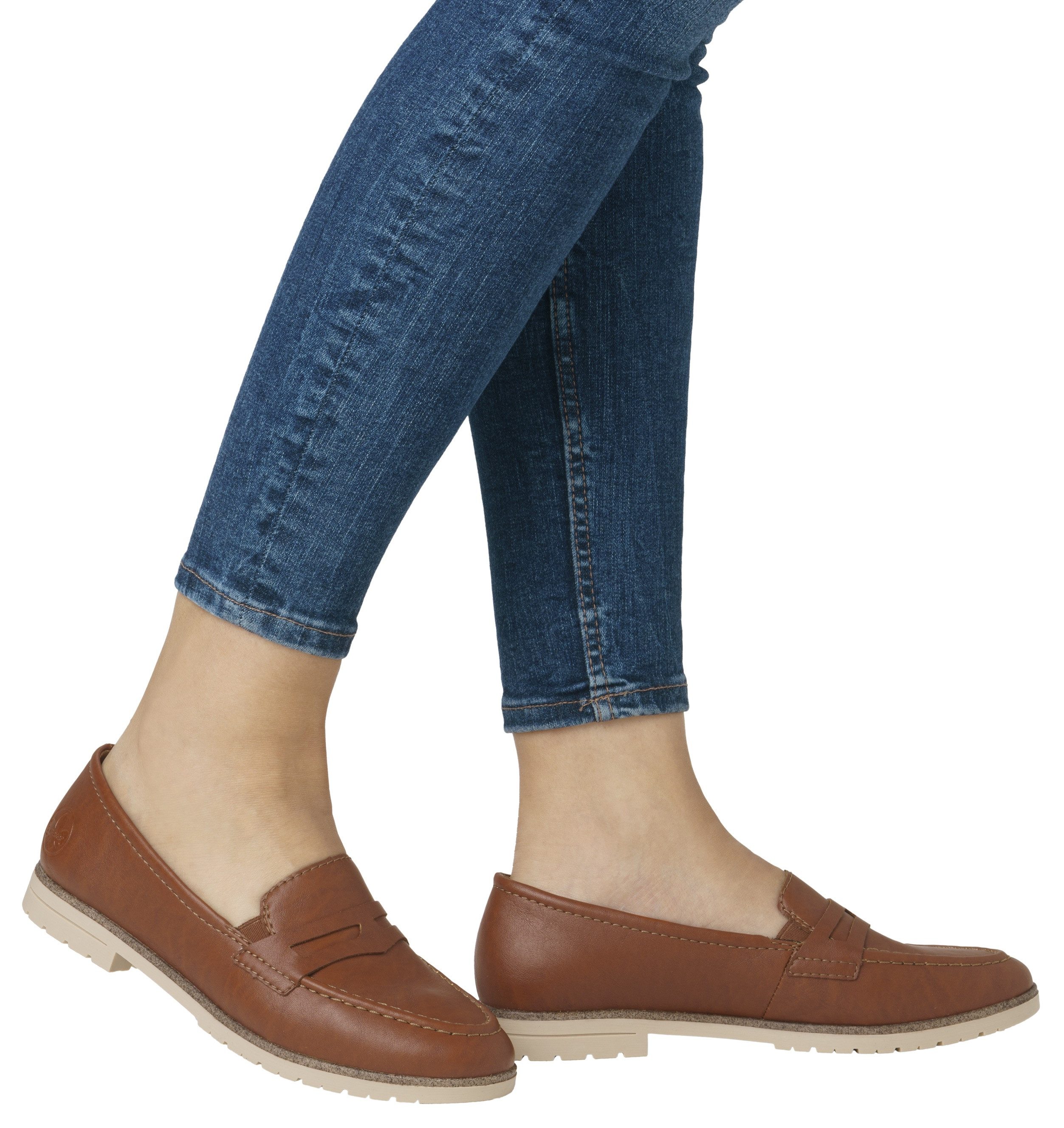 Rieker Instappers Business slipper, mocassin, instapschoen met geprofileerde loopzool