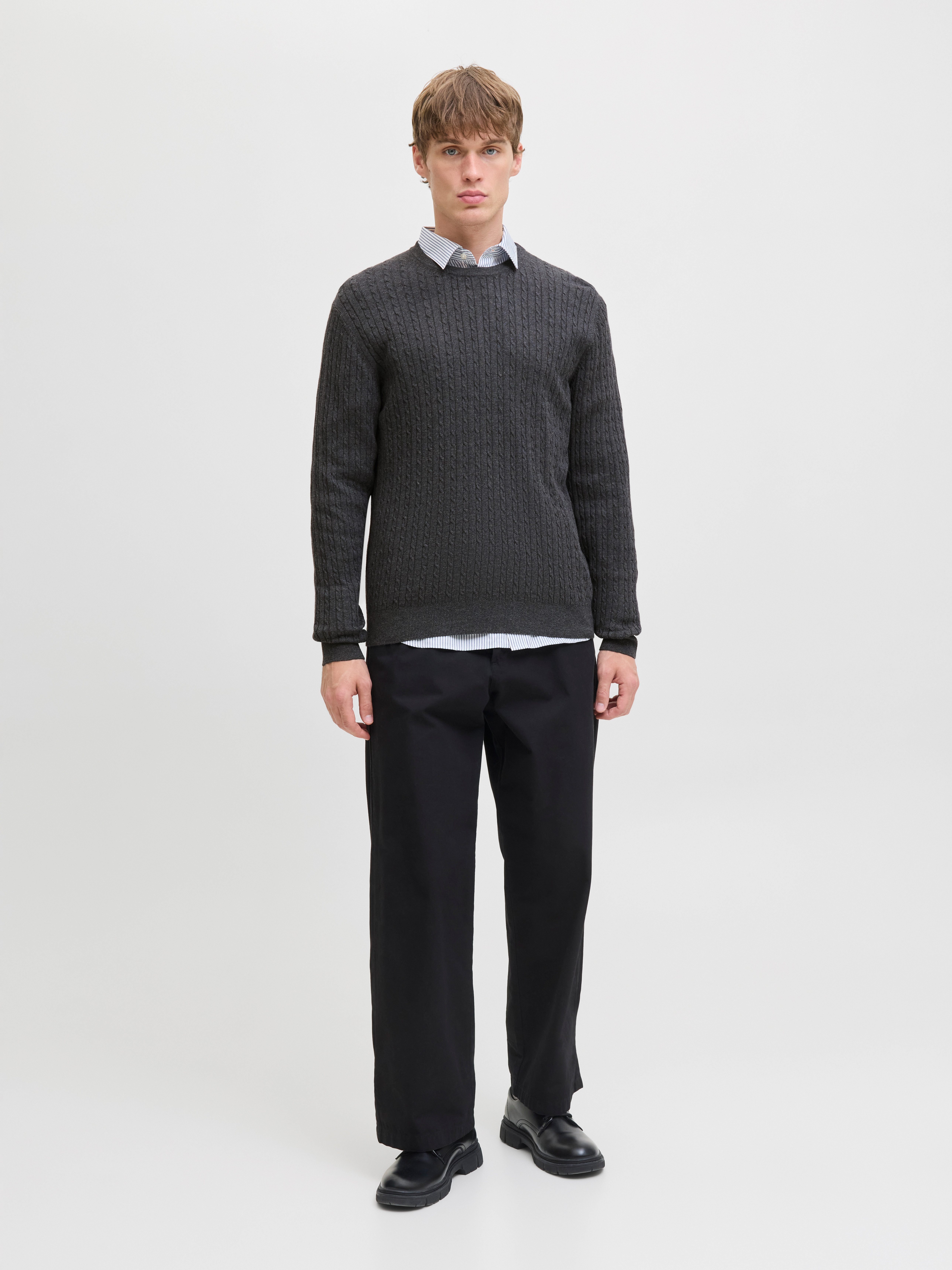 Jack & Jones Gebreide trui JJEEMIL KNIT CABLE CREW NECK NOOS