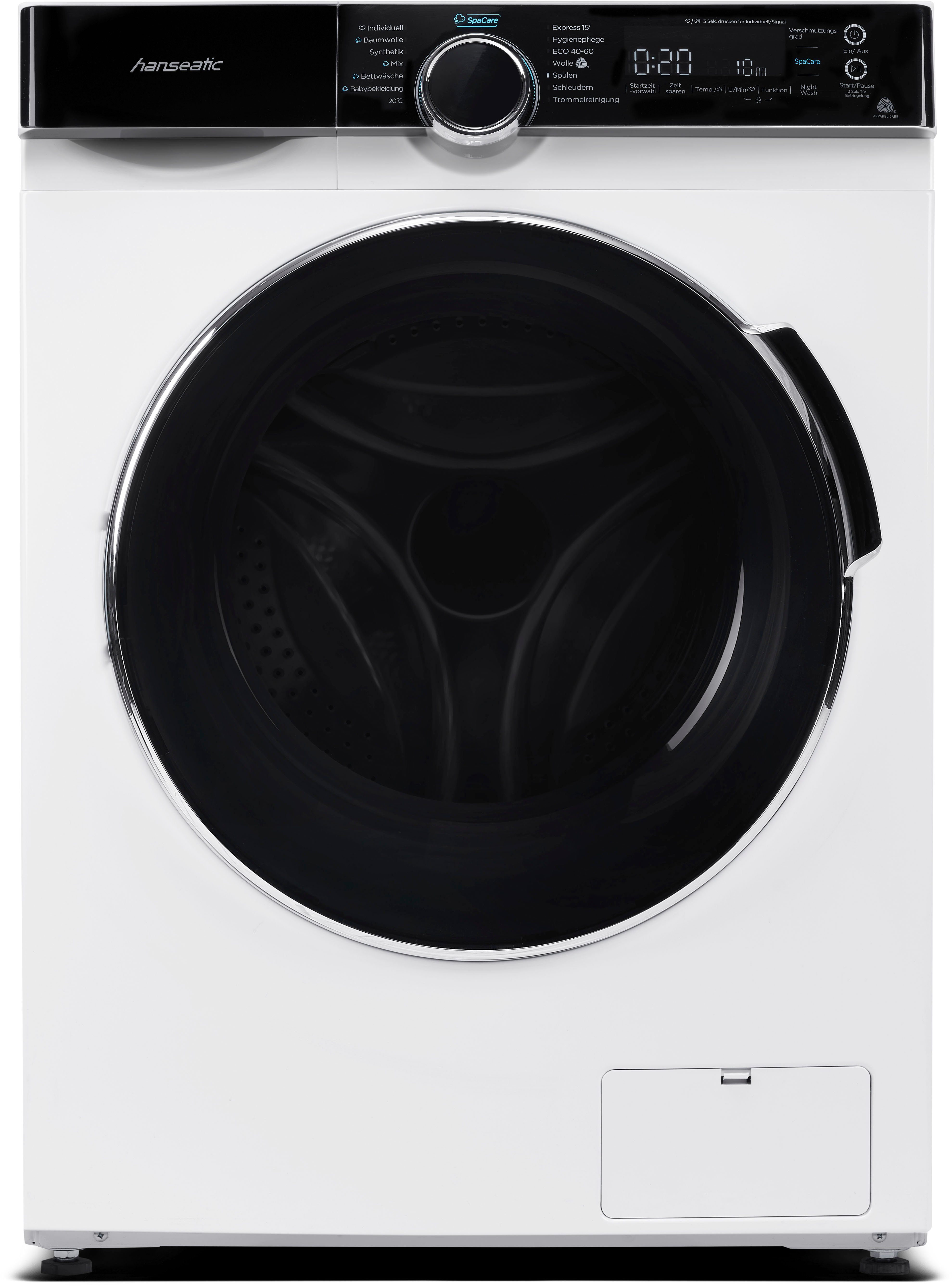 Hanseatic Wasmachine HWMK714A, Automatische dosering, nachtwasprogramma, overloopbeveiliging, stoomoptie