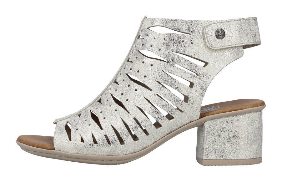 Rieker Sandaaltjes zomerschoen, sandaal, blokhak, in metallic-look