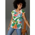 aniston casual t-shirt met tropical-print wit