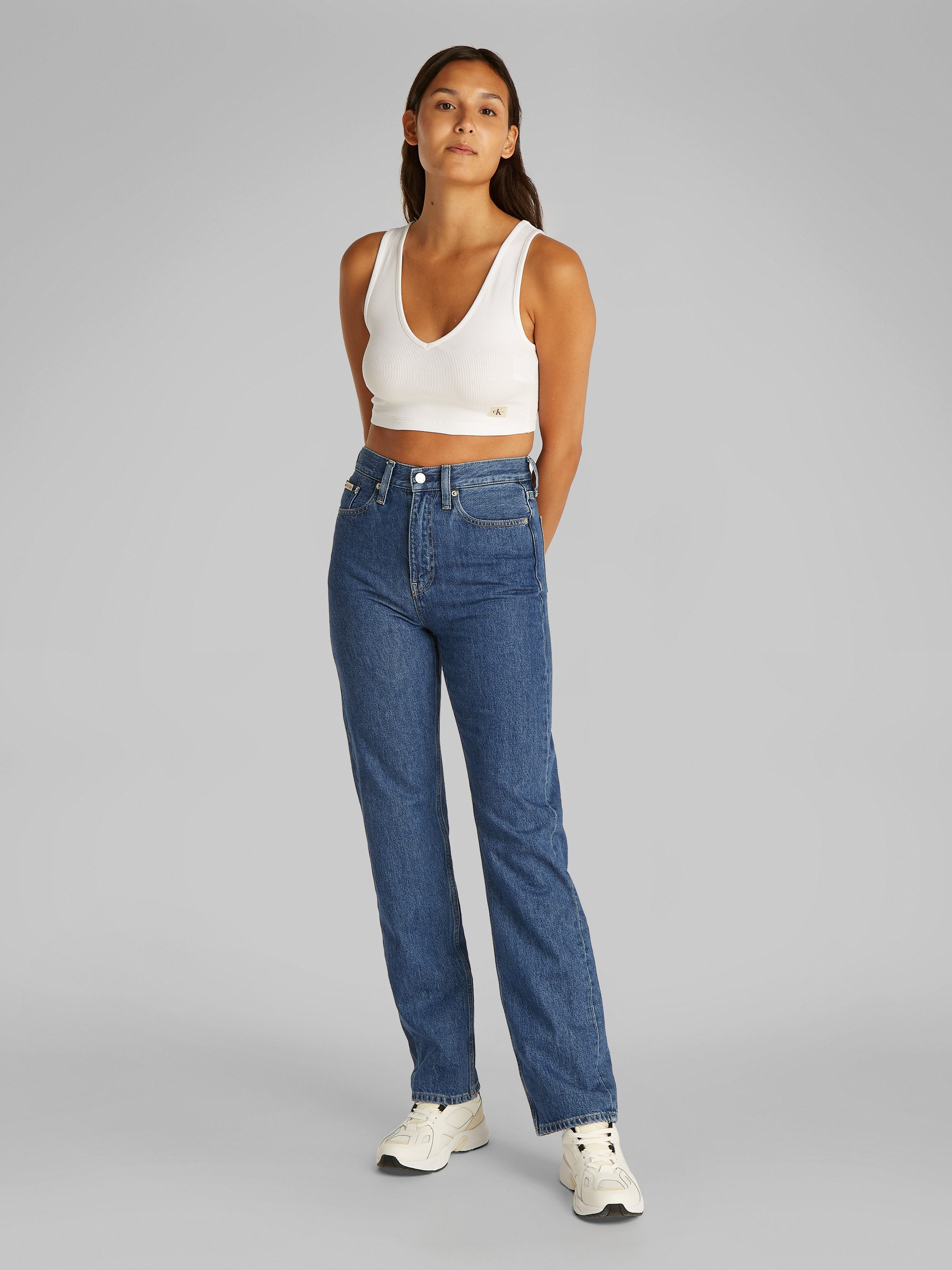 Calvin Klein Straight jeans HIGH RISE STRAIGHT in middenblauwe wassing