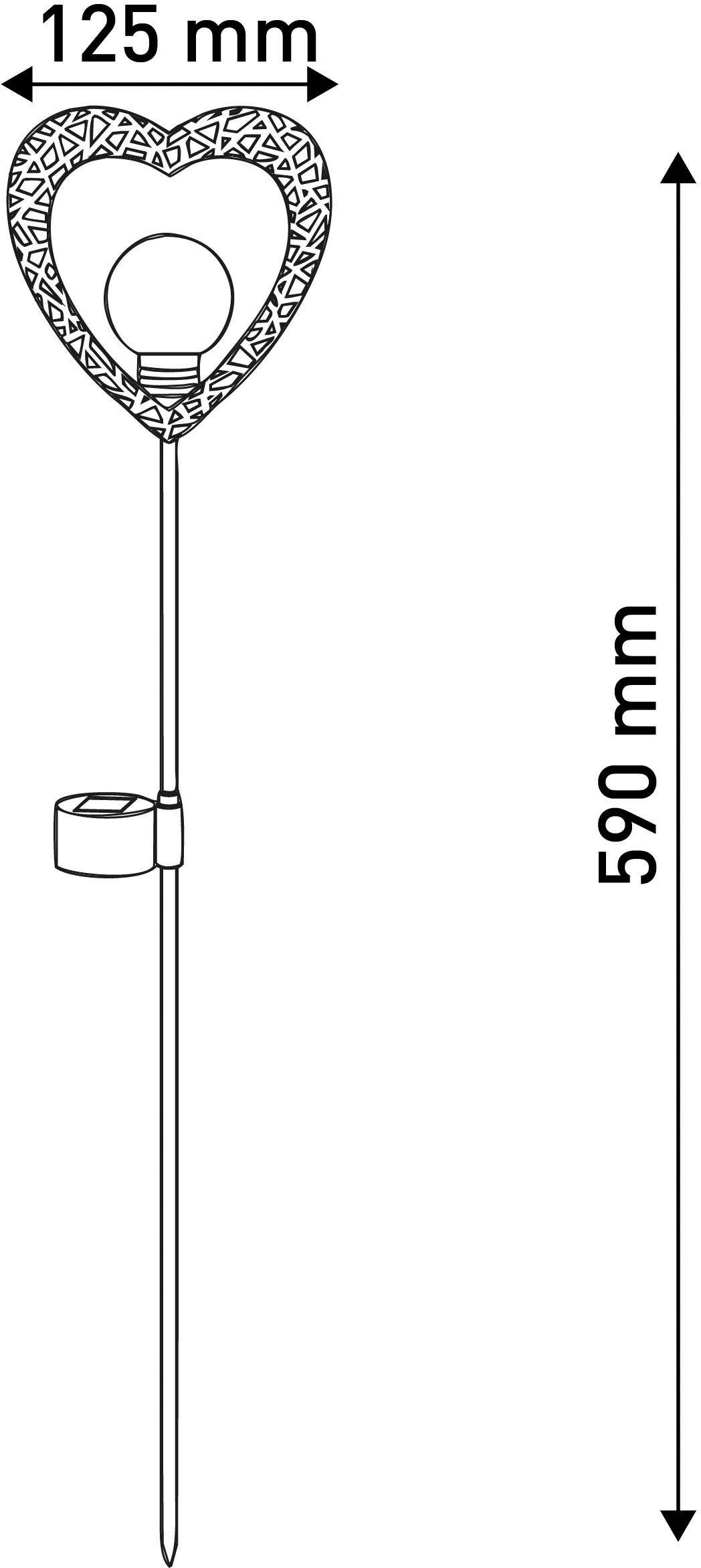 näve Ledsolarlamp Hart set van 2, grondpen, hoogte: 59 cm, led warmwit, incl. accu (1 stuk)