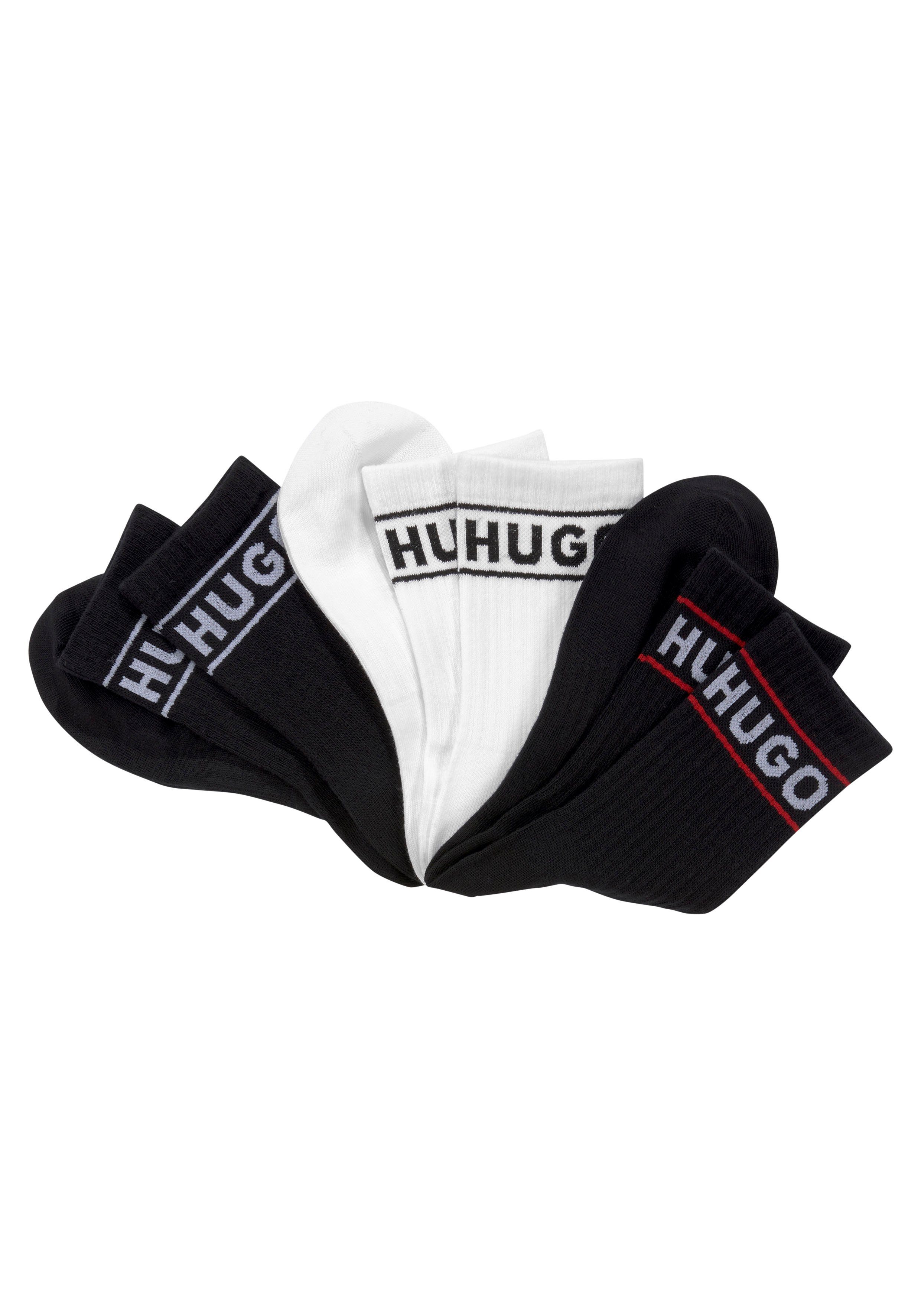 HUGO underwear Vrijetijdssokken 3P QSRIB SPORTY CC W met contrasterend logo-detail (3 paar, Set van 3)