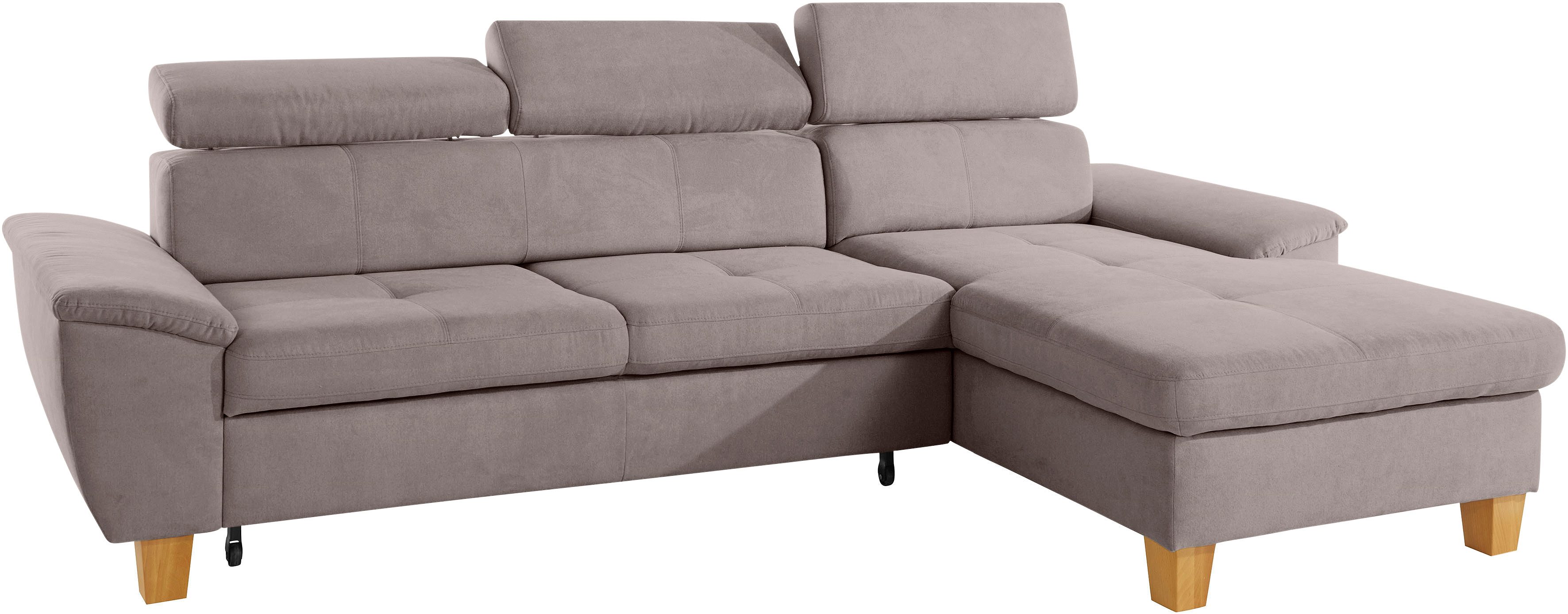 exxpo - sofa fashion Hoekbank Enya, uitgebreide afwerking, hoog zitcomfort, comfortabel, L-vorm inclusief verstelbare hoofdsteun, naar keuze met slaapfunctie en bedkist